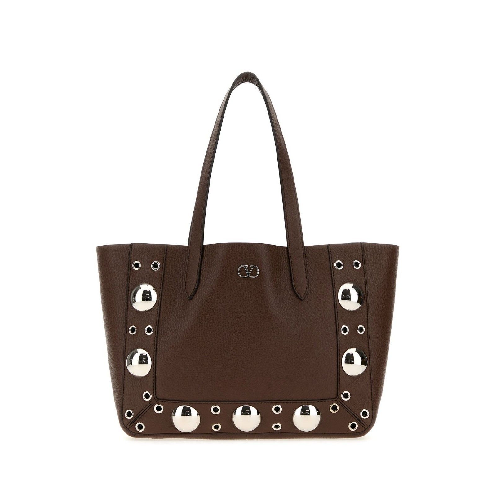 VALENTINO GARAVANI Nellcote Small Dark Brown Grained Leather