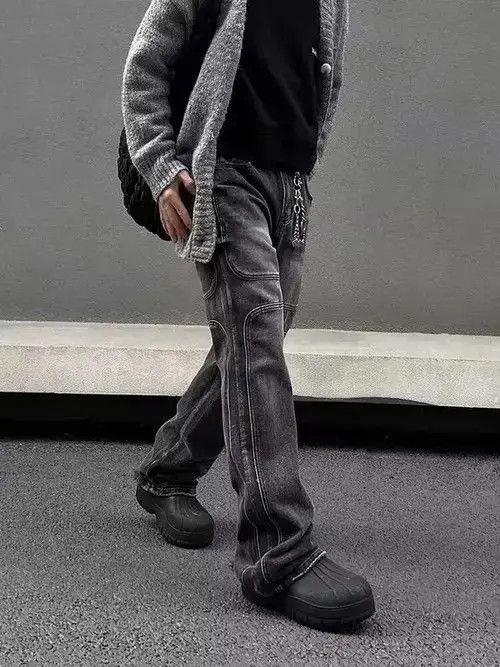 VIBE Vintage washed distressed smoke gray bootcut jeans Size US 32 / EU 48 - 4 Thumbnail