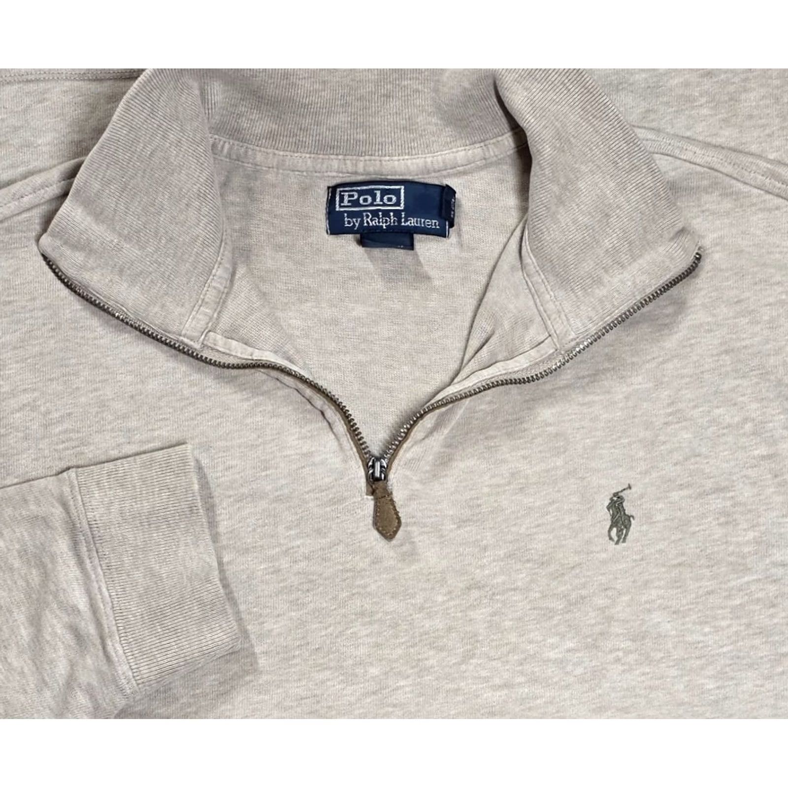 Polo Ralph Lauren VINTAGE Polo Ralph Lauren Sweater Shirt XL Beige Green Pony 1/4 Zip Embroidered Logo Knit Mock Neck Men Hea? no Size US XL / EU 56 / 4 - 3 Thumbnail