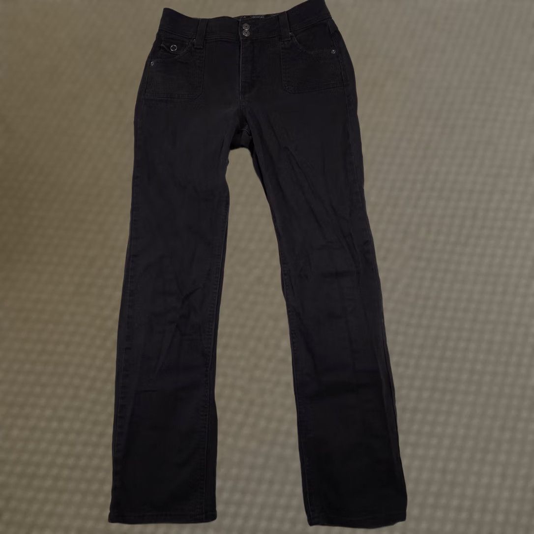 Vintage Riders Pants Womens 6 Black Stretch Comfort No Gap Waist Straight Leg Casual Size 28" / US 6 / IT 42 - 1 Thumbnail