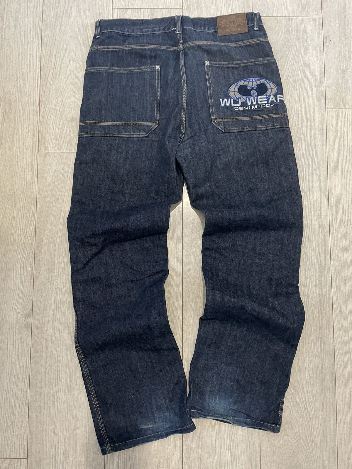 image of Vintage Wu Tang Clan Baggy Denim Work Jeans in Washed Denim, Men's (Size 32)