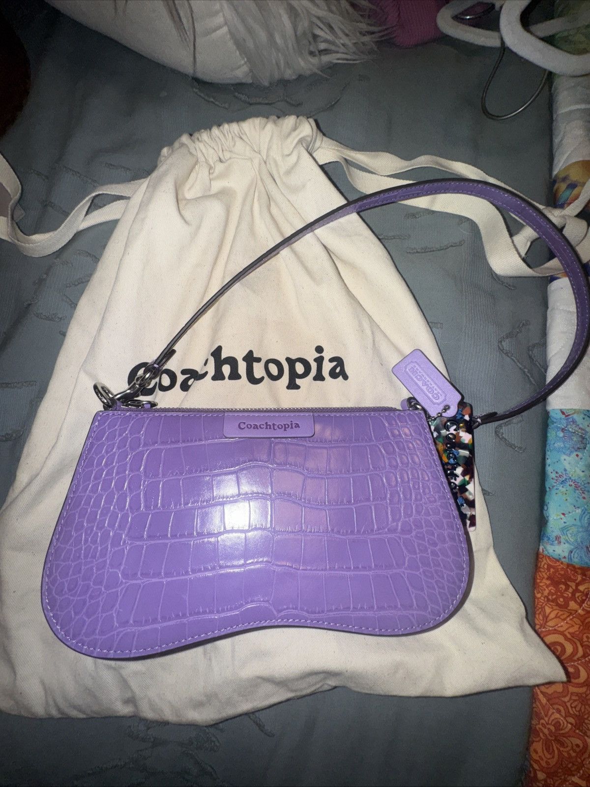 Coach Coachtopia New Never Used Purple Croc Print Baguette Size ONE SIZE - 10 Thumbnail