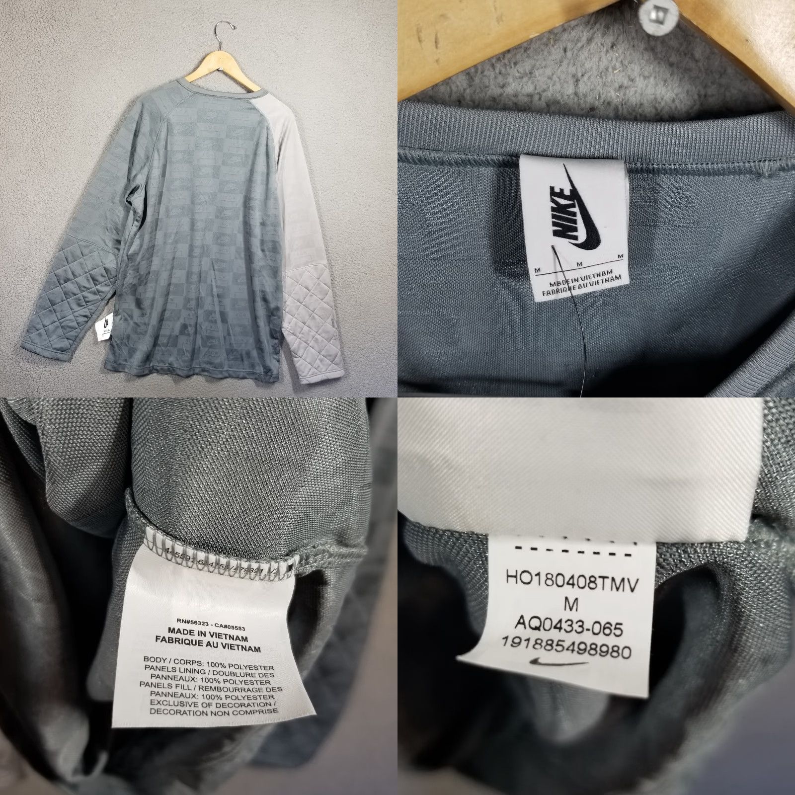 Nike Nike Mens Long Sleeve Top Crew Neck Pullover Casual Gray M AQ0433-065 Size US M / EU 48-50 / 2 - 8 Thumbnail