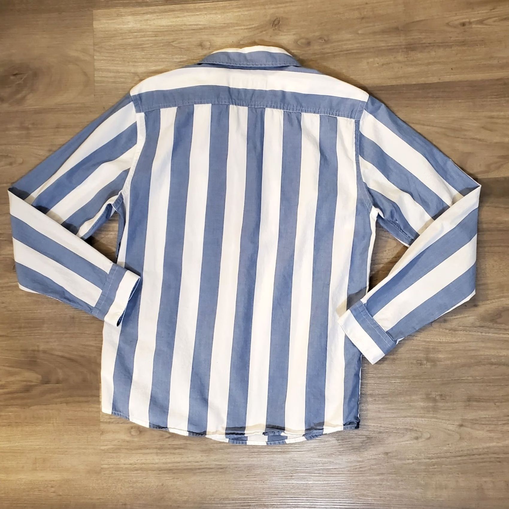 Express Express Mens Shirt Button-Up Sz M Blue White Striped Slim Cotton Long Sleeve Size US M / EU 48-50 / 2 - 4 Thumbnail