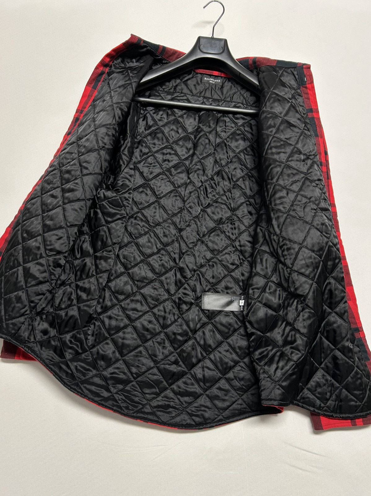 Balenciaga 2021 quilted padded flannel plaid red Size US S / EU 44-46 / 1 - 4 Thumbnail