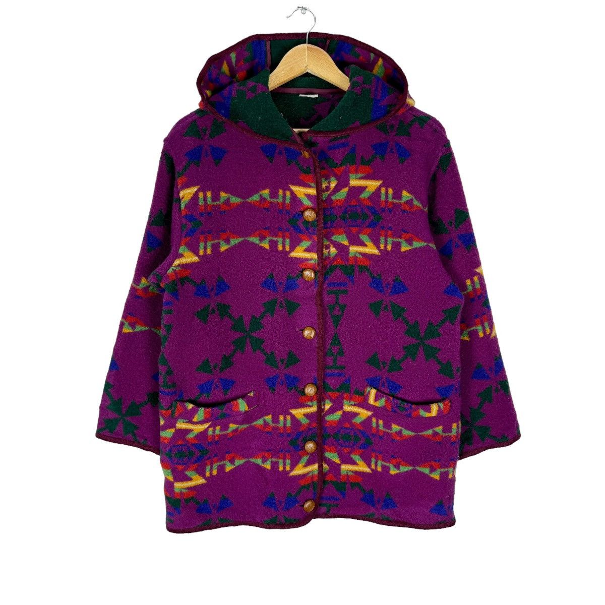 Benetton ⚡️UNITED COLORS OF BENETTON HOODIE FUR NAVAJO JACKET Size M / US 6-8 / IT 42-44 - 1 Thumbnail