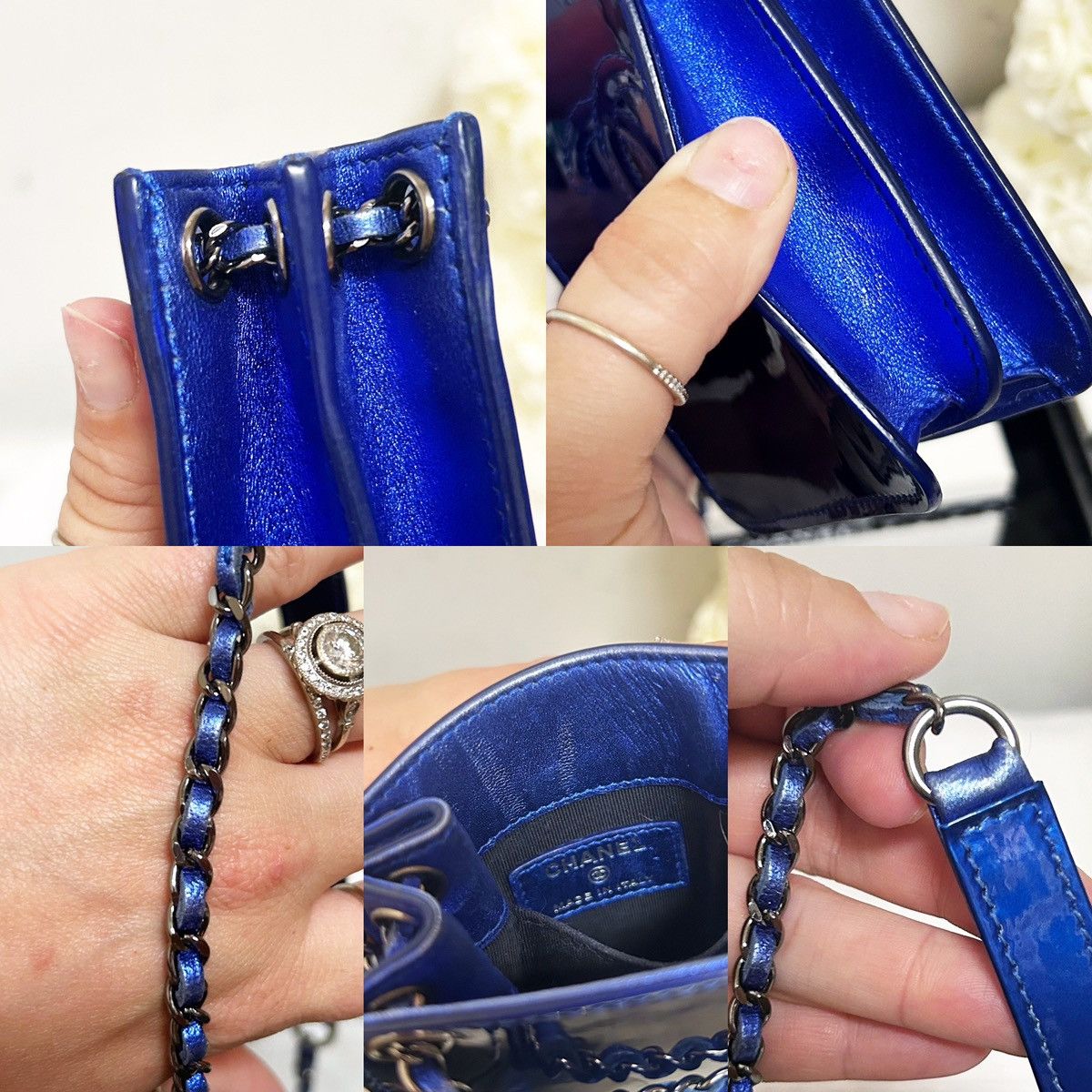 Chanel Authentic Chanel RARE Electric Blue Patent WOC Crossbody Bag Size ONE SIZE - 8 Thumbnail