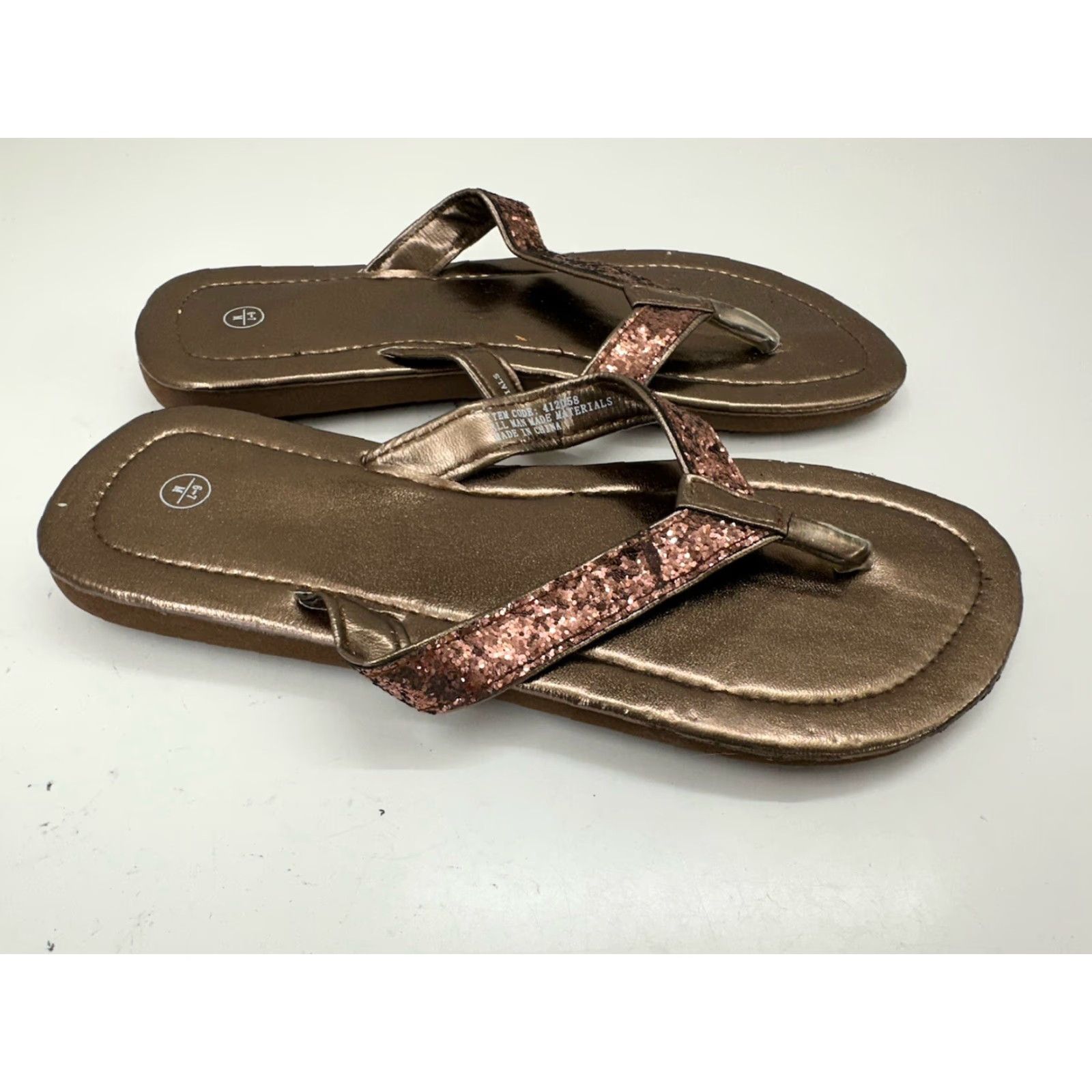 Vintage Unbranded Womens Sandals Size 6-7 Shiny Brown Glitter Thong Slip On Flats Size US 6 / IT 36 - 5 Thumbnail