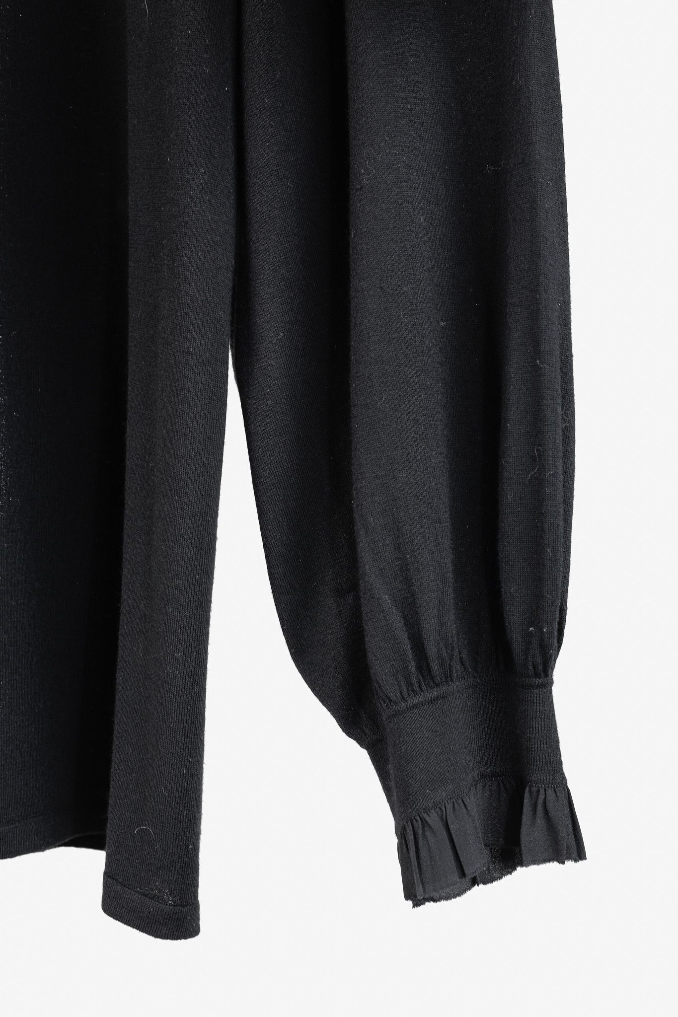 DOROTHEE SCHUMACHER Dorothee Schumacher Black Ruffle Tie-Neck Knit Blouse Size L / US 10 / IT 46 - 7 Thumbnail