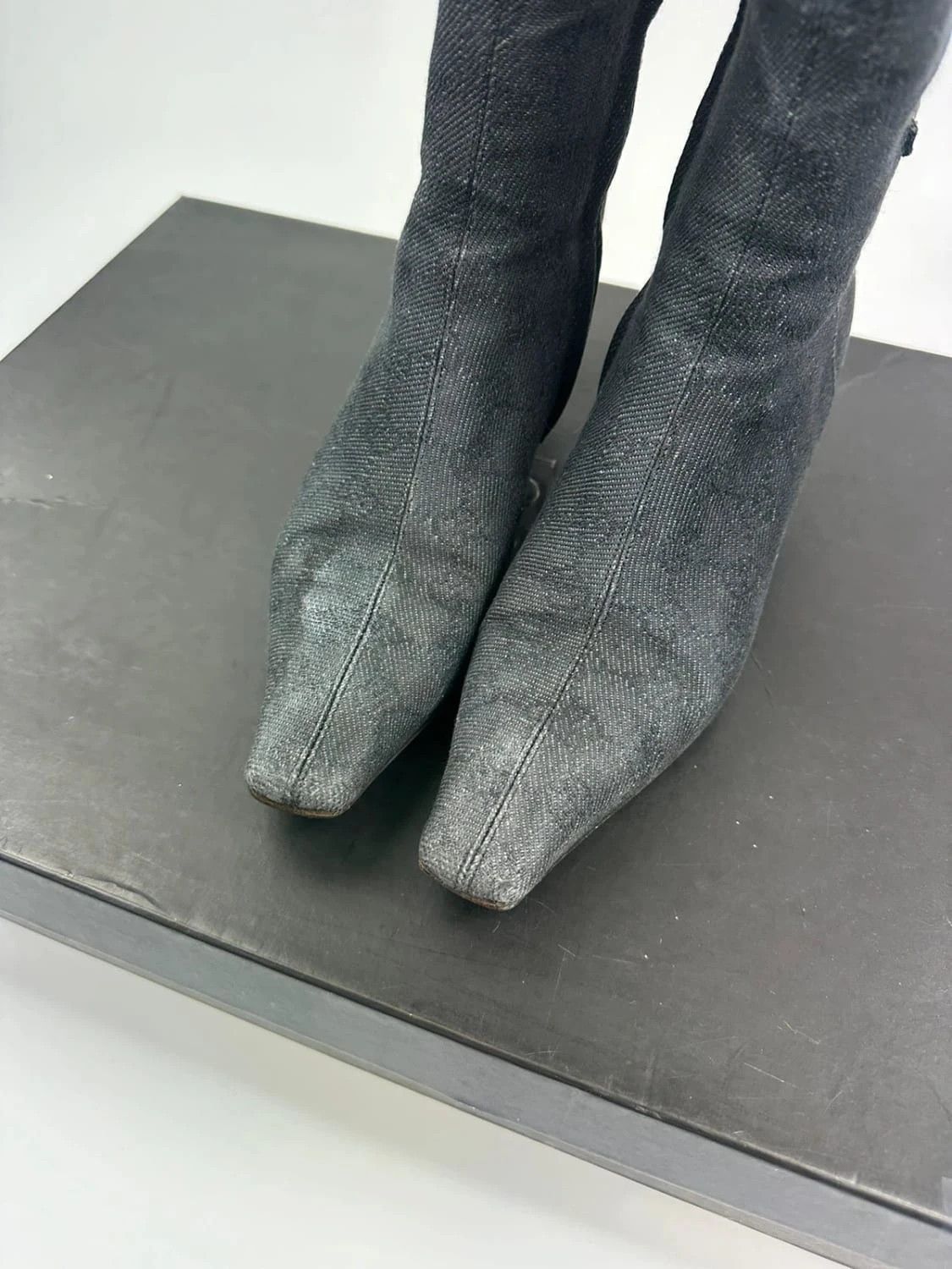 Gucci Gucci Black Monogram Boots Heels talon bout pointu Size US 6.5 / IT 36.5 - 5 Thumbnail