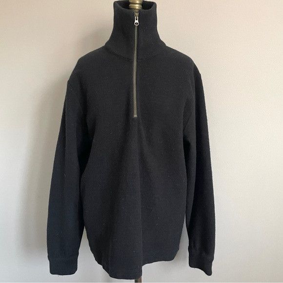 Other Black Merino Wool Half Zip Sweater - Medium, made in NZ 🇳🇿 Size US M / EU 48-50 / 2 - 4 Thumbnail