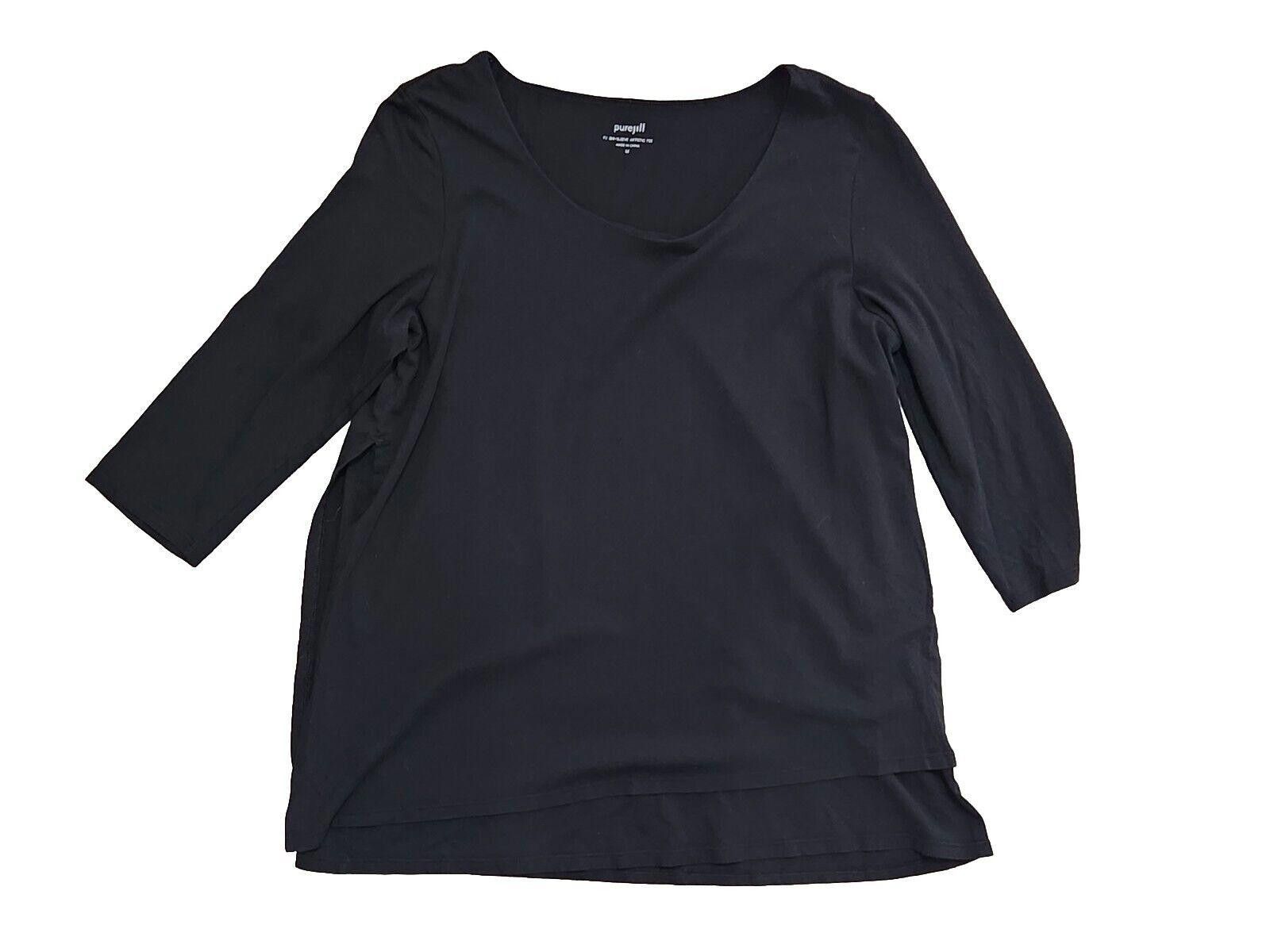 Designer Pure Jill Top Medium PJ 3/4 Sleeve Artistic Tee Black Size M / US 6-8 / IT 42-44 - 1 Thumbnail