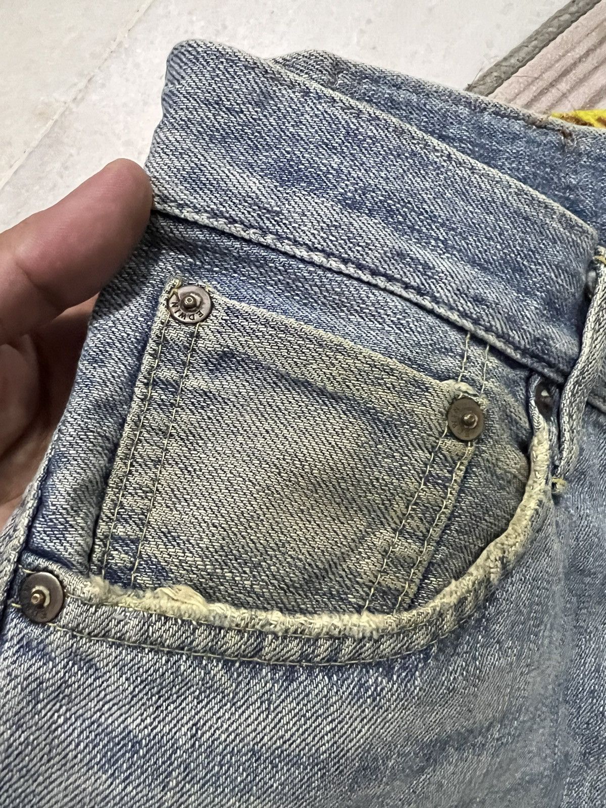 Edwin × Japanese Brand EDWIN 505z SELVEDGE LIGHT WASH ORANGE TAG DENIM Size US 29 - 7 Thumbnail