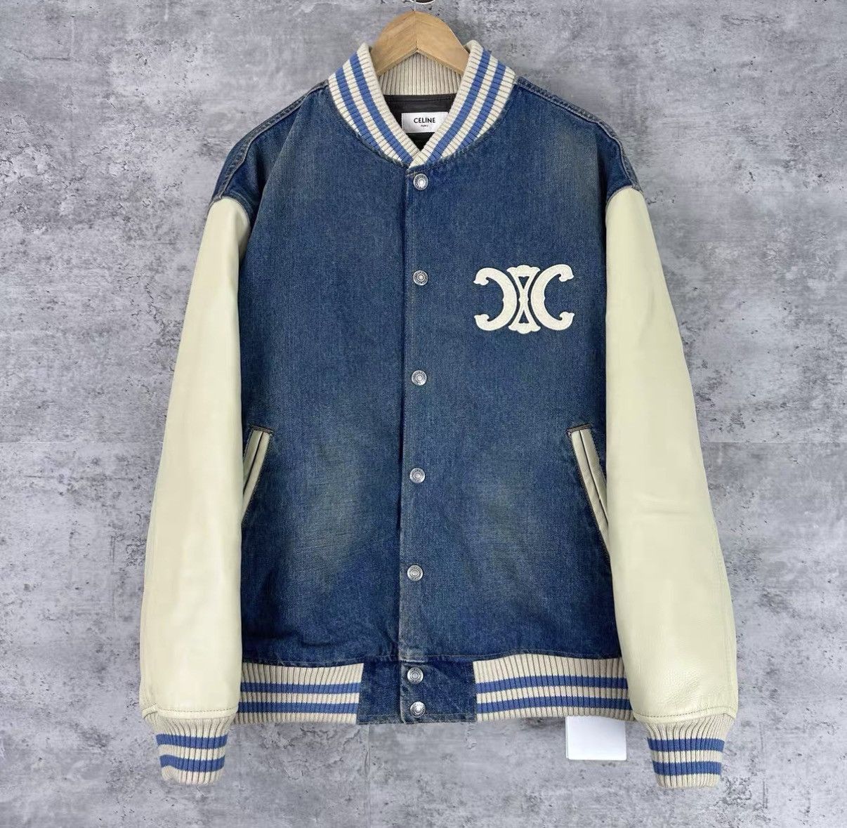 Celine Celine Washed Denim & Leather Triomphe Cotton Jacket J42 Size US M / EU 48-50 / 2 - 1 Thumbnail