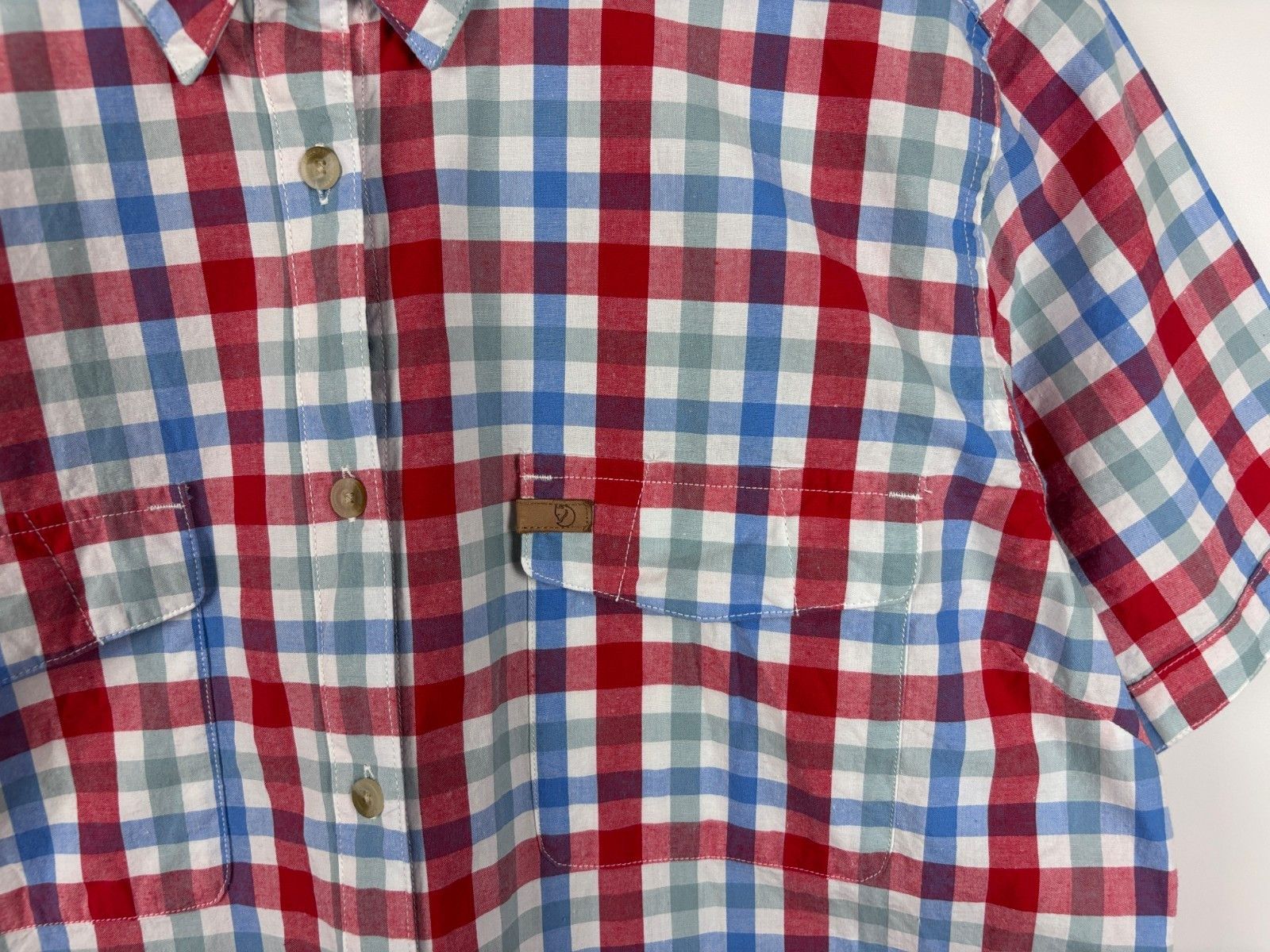 Fjallraven Fjallraven Ovik Short Sleeve Check Shirt Regular Red Blue L Size L / US 10 / IT 46 - 4 Thumbnail
