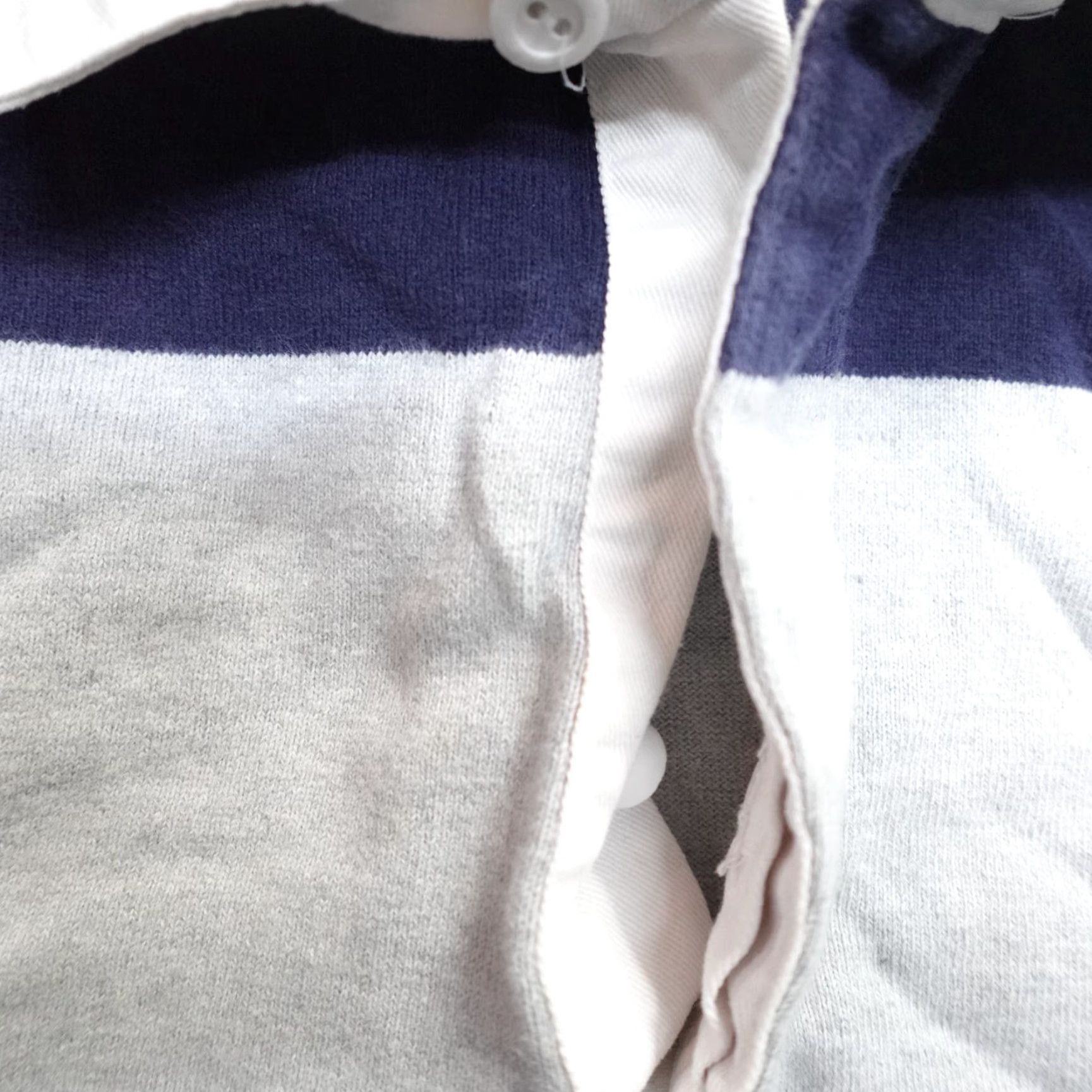 Vintage VINTAGE McIntosh & Seymour Rugby Shirt L Blue White Striped Knit Cotton Collared Button Embroidered Men Size US L / EU 52-54 / 3 - 3 Thumbnail