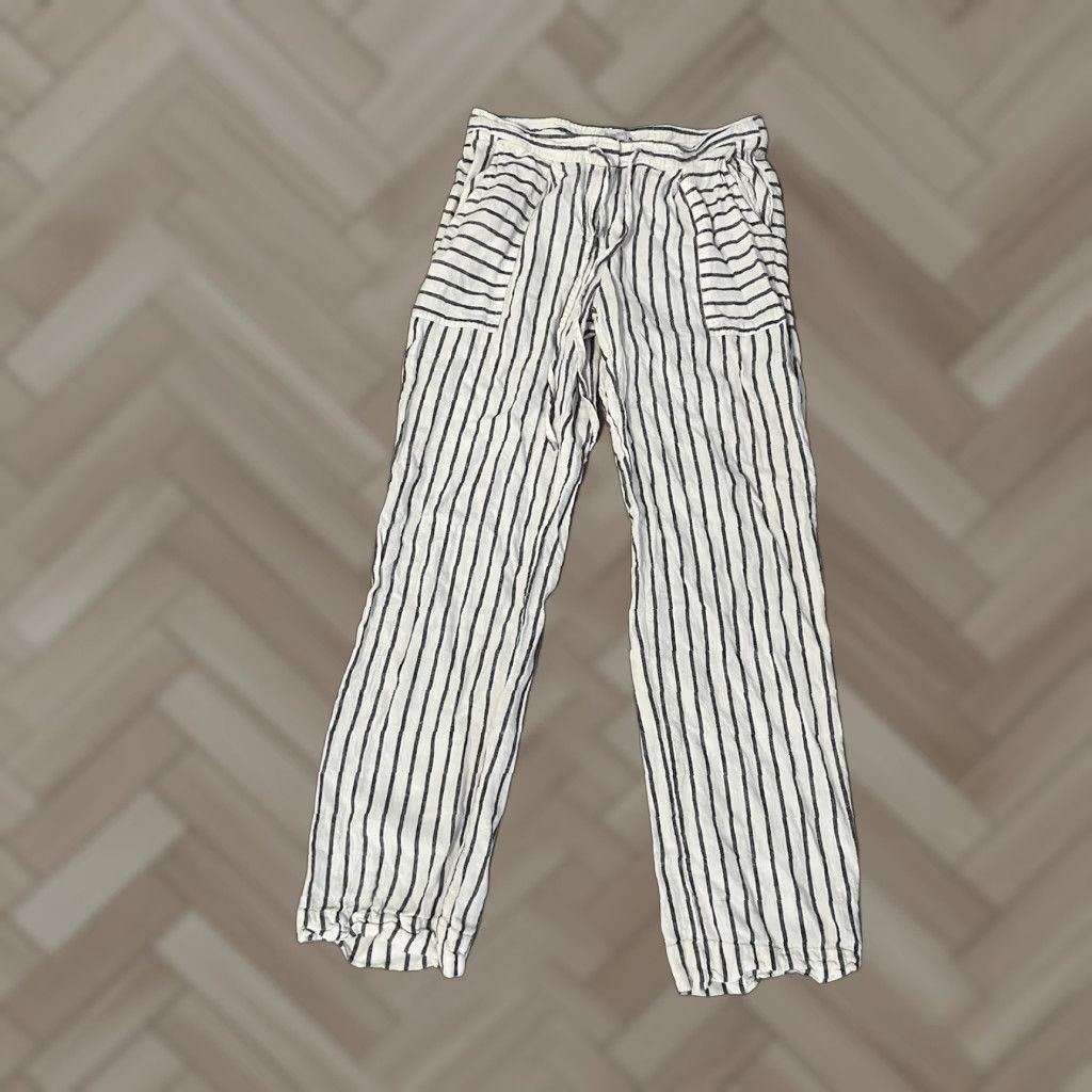 Laundry by Shelli Segal Laundry by Shelli Segal Blue White Striped Lagenlook Linen Beach Pants Womens 6 Size 28" / US 6 / IT 42 - 1 Thumbnail