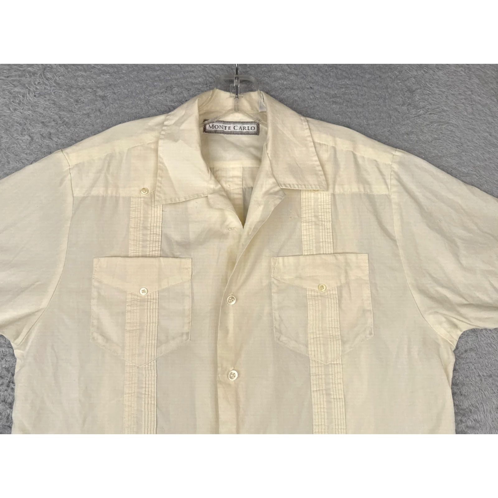 Vintage VINTAGE Monte Carlo Shirt Mens Short Sleeve Hawaiian Yellow 4 Pocket Poly Blend S Aloha Beach Mens Size US S / EU 44-46 / 1 - 4 Thumbnail