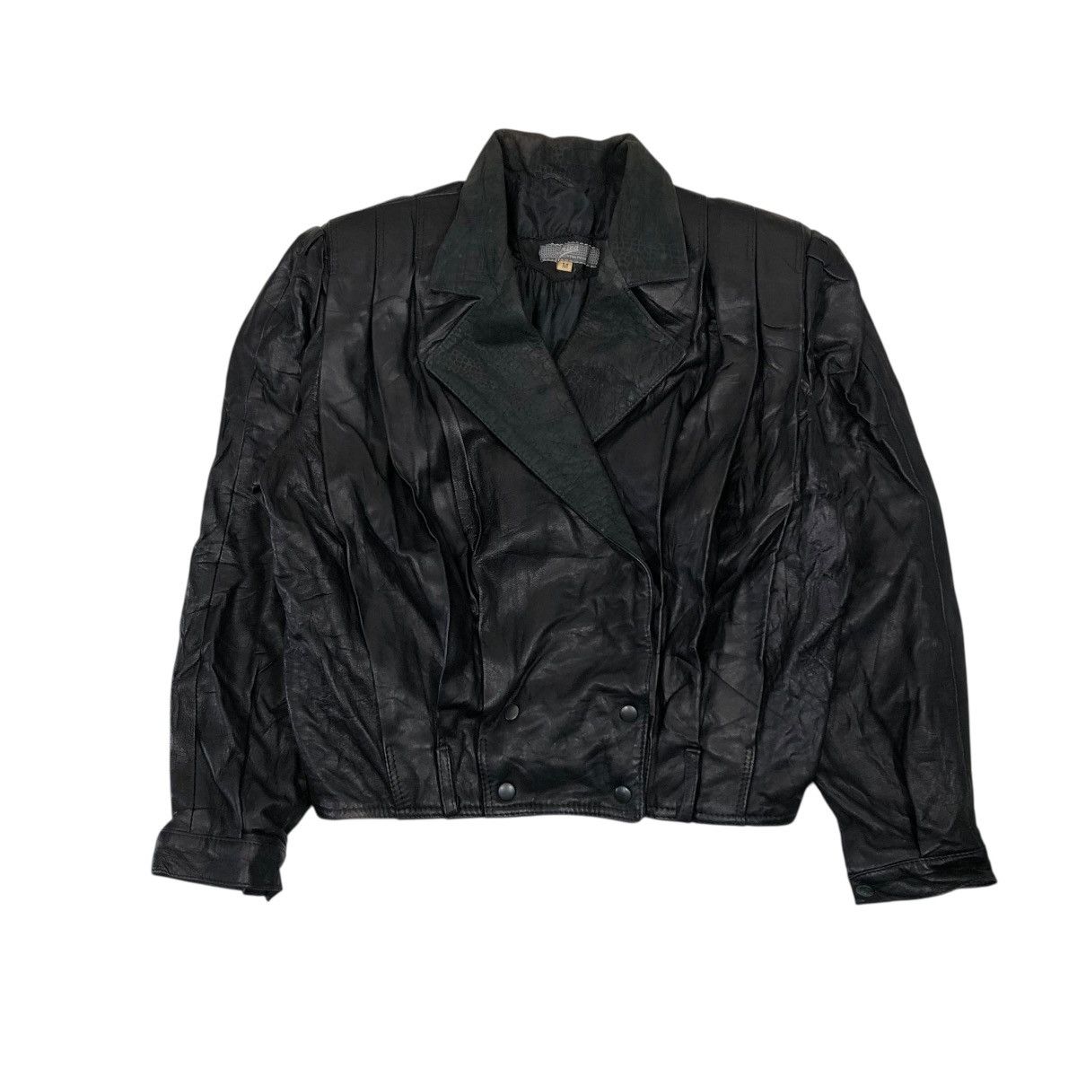 Vera Pelle 🔥VINTAGE CROPPED BIKER LEATHER JACKET AMICA VERA PELLE Size US M / EU 48-50 / 2 - 1 Thumbnail