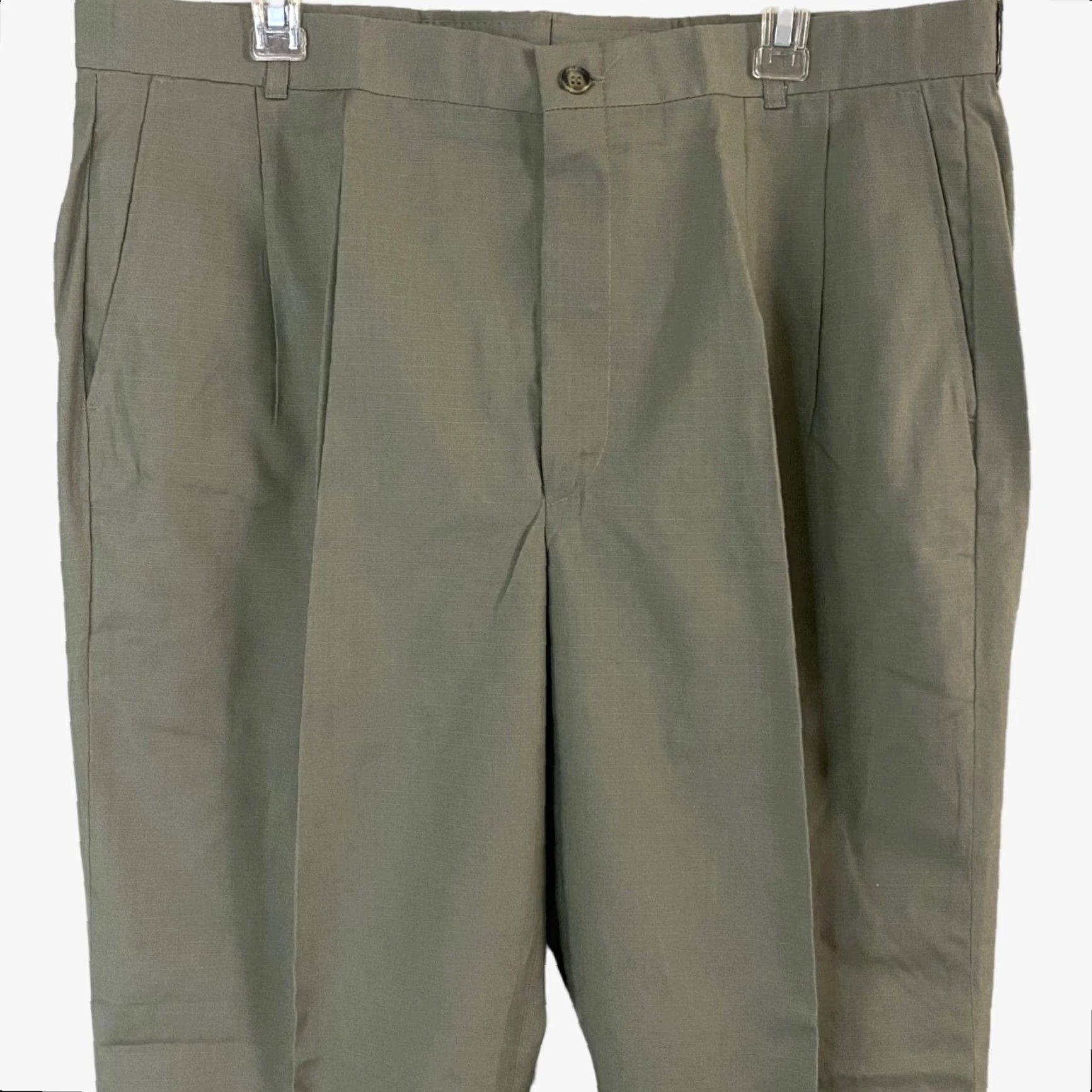 J Brand VINTAGE Rattlers Brand Pleated Dress Pants Mens 38X33 Green Ripstop Casual Workwear Size US 38 / EU 54 - 4 Thumbnail