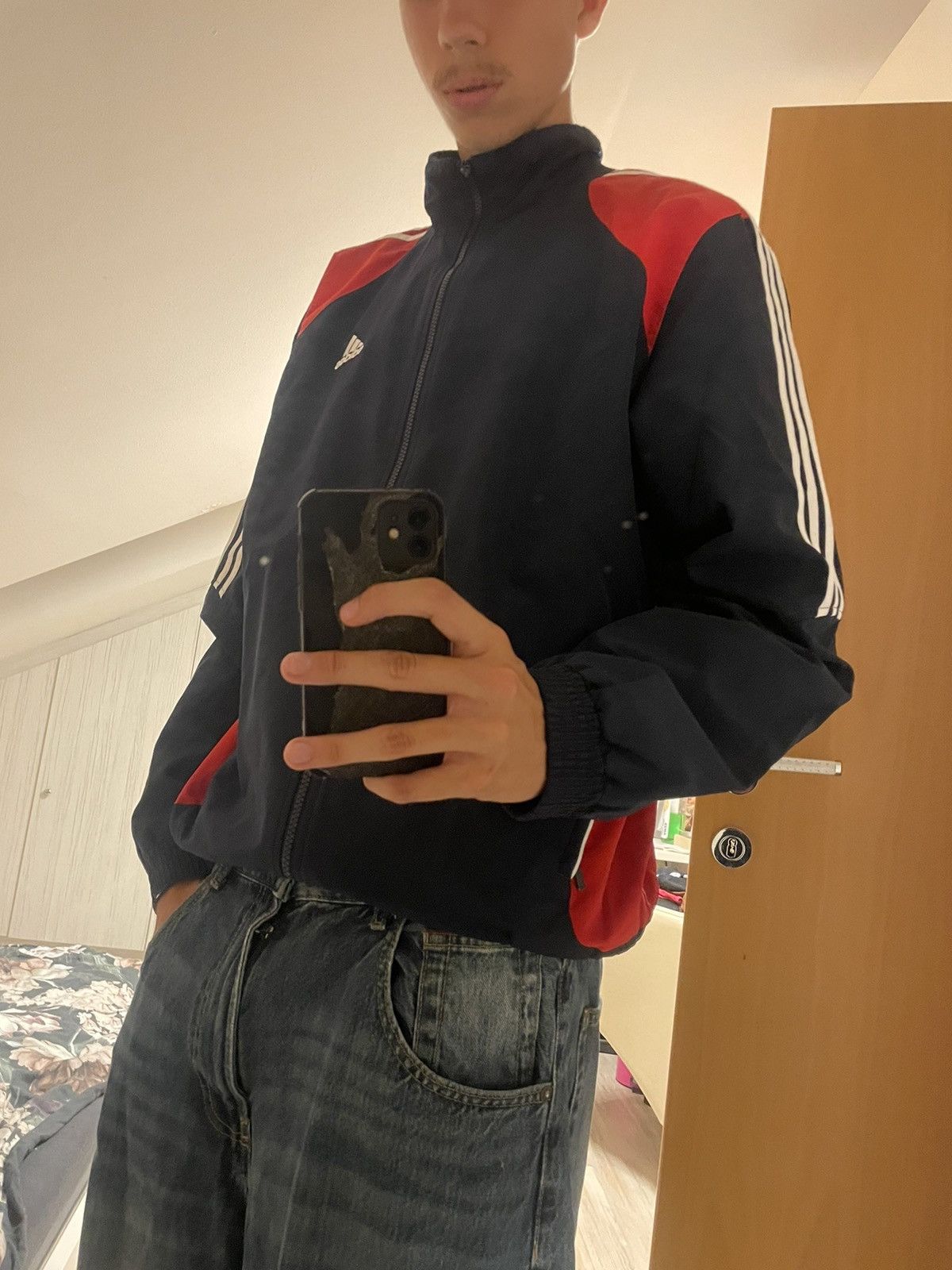Adidas Retro Adidas red/navy track jacket size L Size US L / EU 52-54 / 3 - 11 Thumbnail