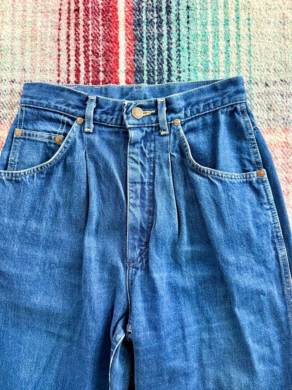 Lee 70s Lee Pleated Tapered Medium Wash Jeans 25x29 Size 25" / US 0 / IT 36 - 5 Thumbnail