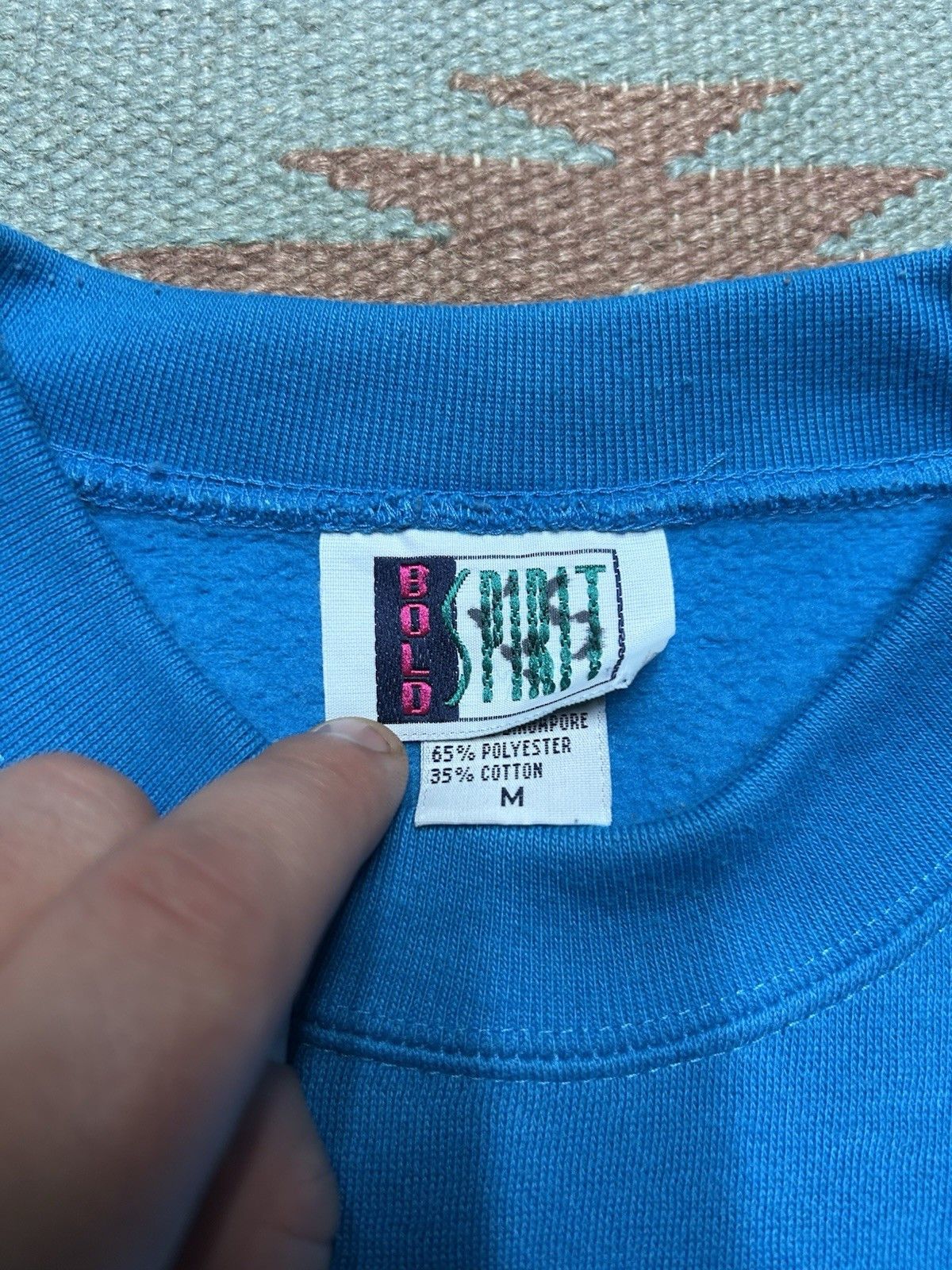 Vintage Vintage 80s sweatshirt embroidered geometric teal boxy M Size US M / EU 48-50 / 2 - 5 Thumbnail