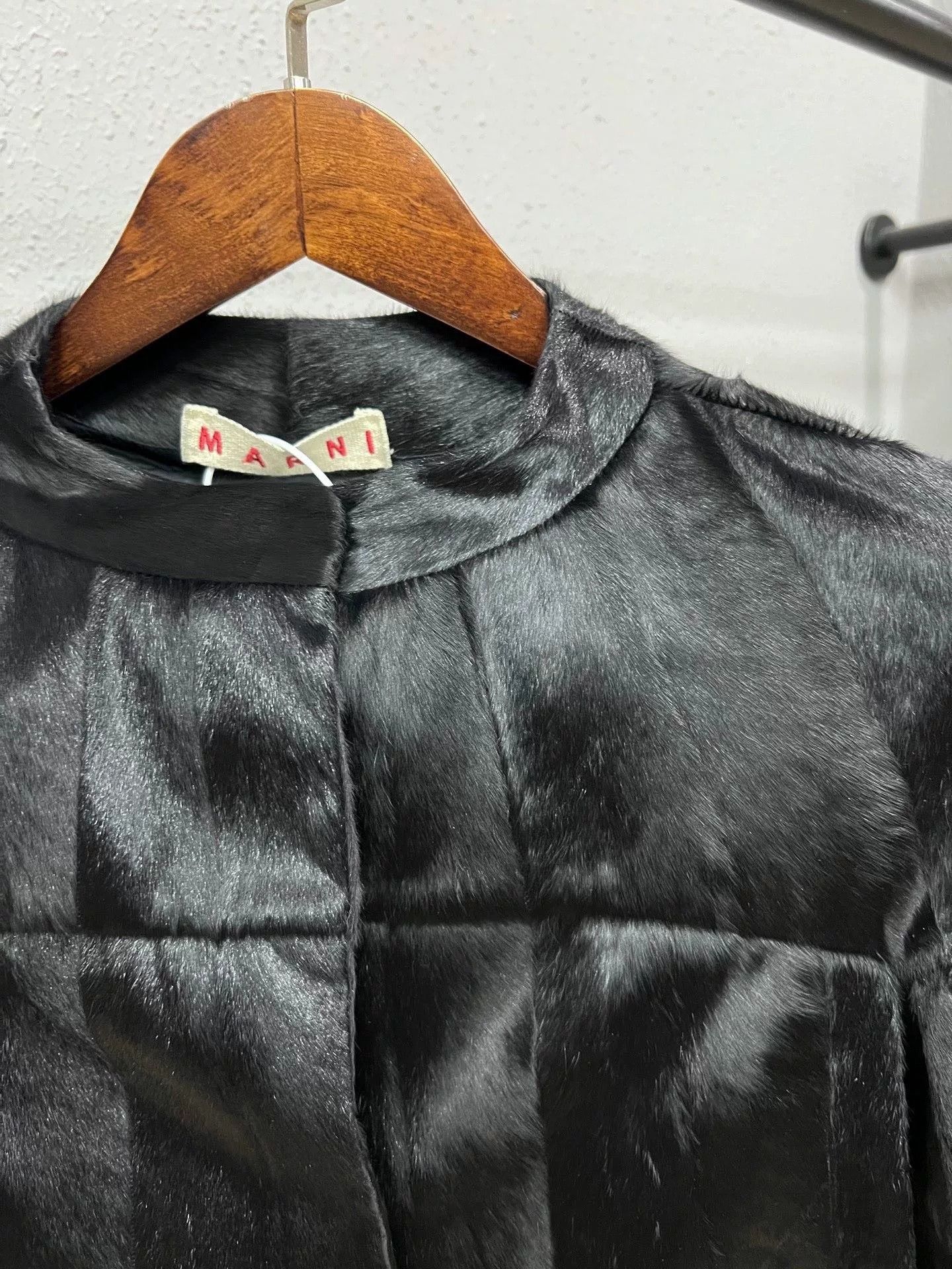 Marni Marni Black Leather Panel Wool Shawl Jacket Size US 7 / EU 40 - 3 Thumbnail