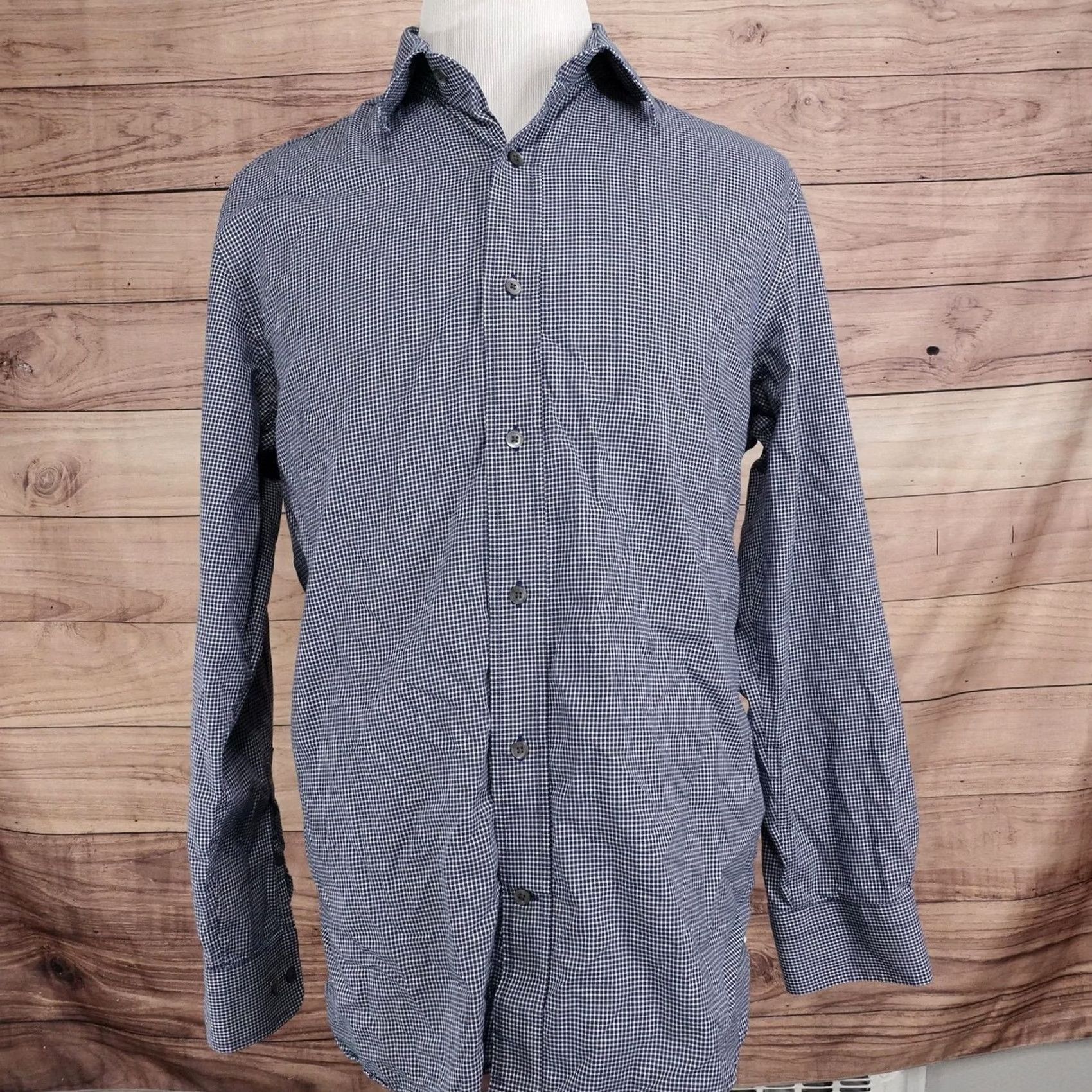 Banana Republic Banana Republic Shirt Mens XL Blue Check Long Sleeve Button-Up Slim Fit Size US XL / EU 56 / 4 - 3 Thumbnail