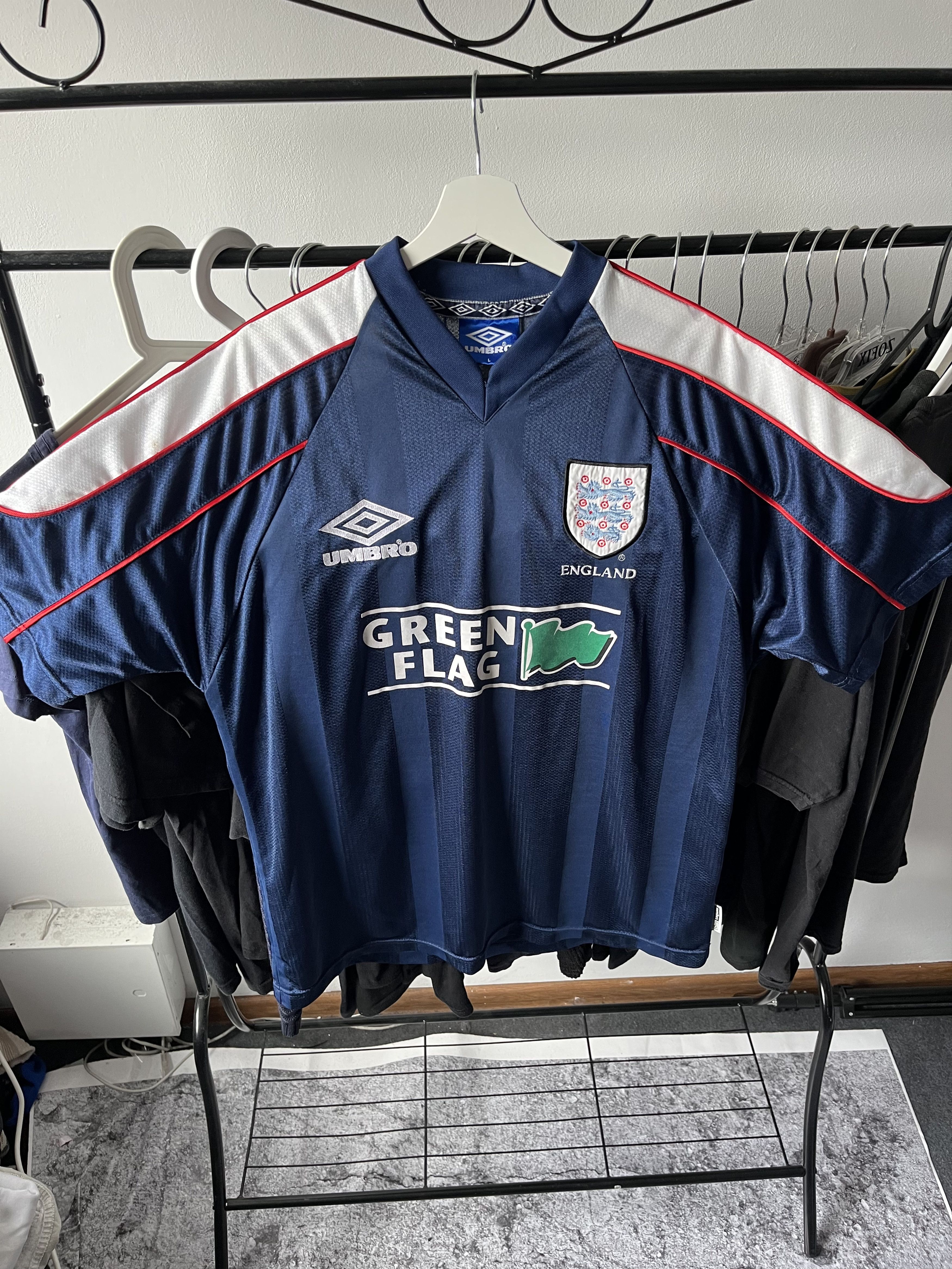 Vintage Vintage jersey training England 1997 1998 97/98 Green Flag Size US L / EU 52-54 / 3 - 4 Thumbnail