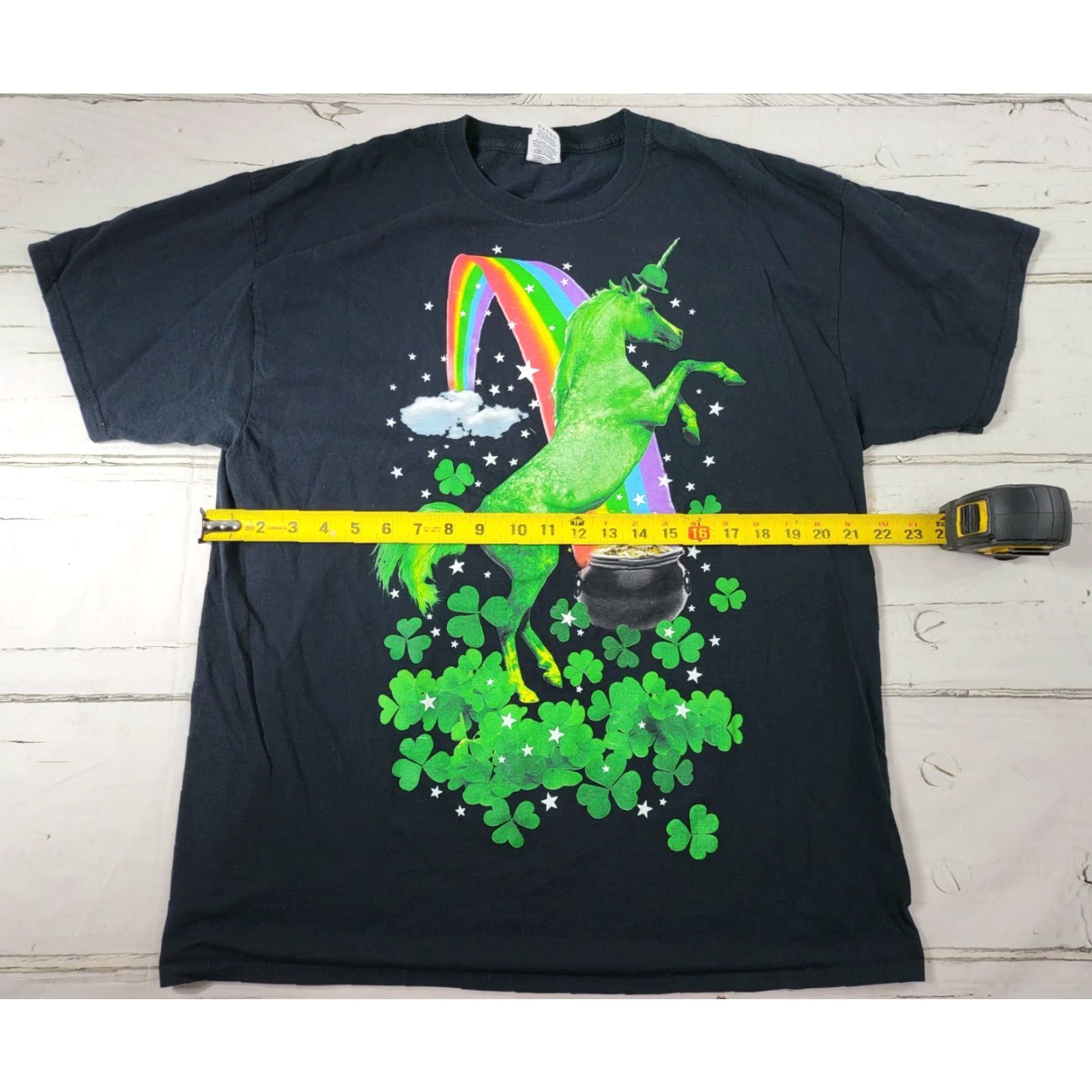 Rainbow Lucky St Patrick's Day Unicorn Rainbow Shamrock Short Sleeve XL FOTL T-Shirt Black Men EUC Size US 36 / EU 52 - 5 Thumbnail