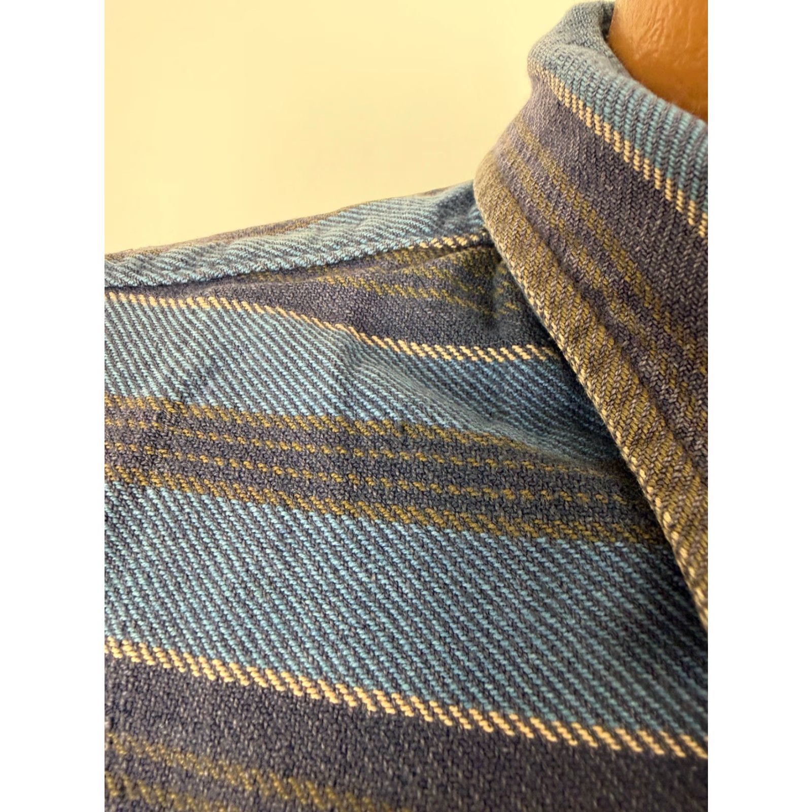 Vintage VINTAGE Old School Clothing Co. Shirt XL Blue Striped Handwoven Cotton Button-Up Men's Size US XL / EU 56 / 4 - 4 Thumbnail