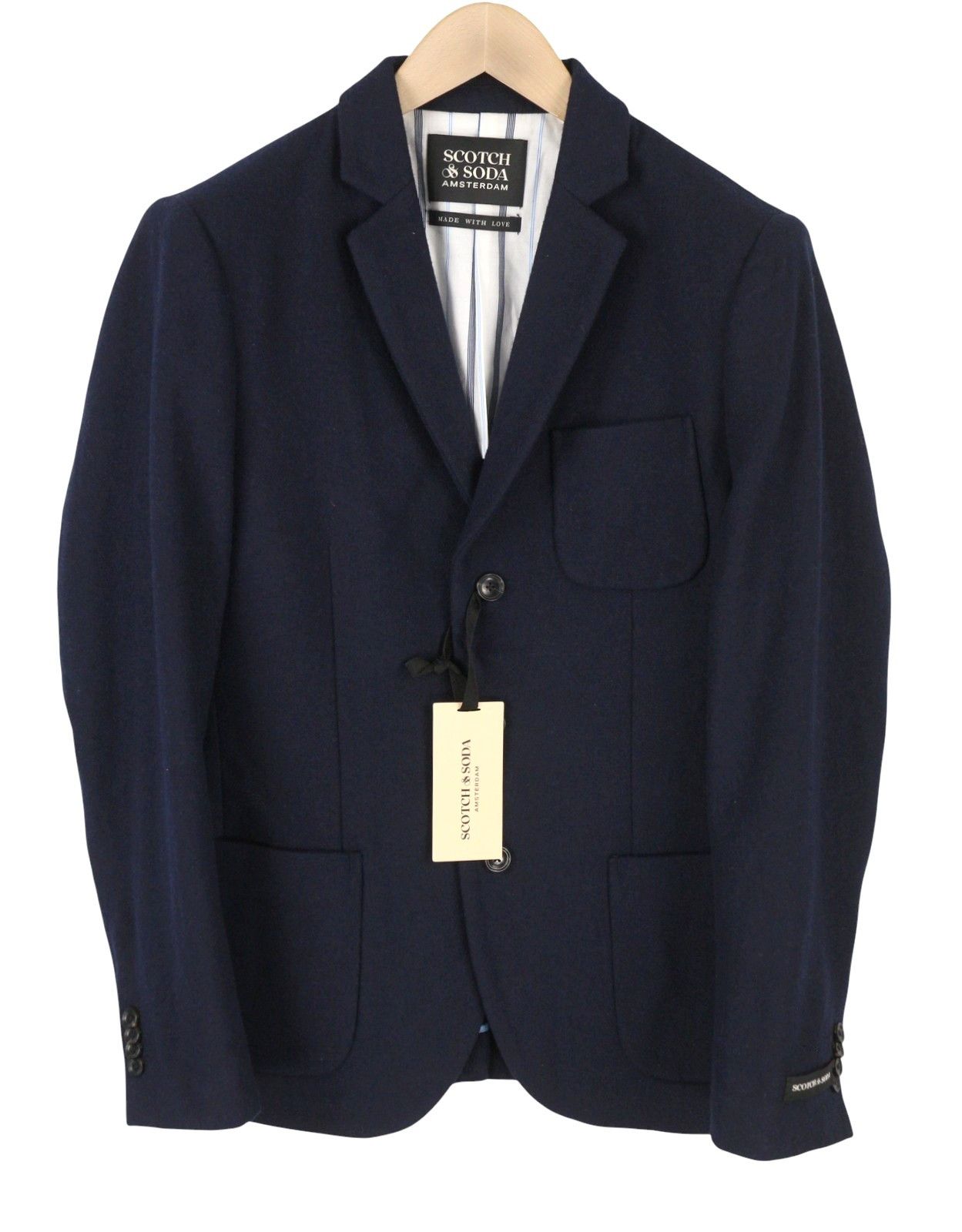 Scotch & Soda S Navy Blue Notch 3 Button Blazer 88534 Size 36R - 1 Thumbnail