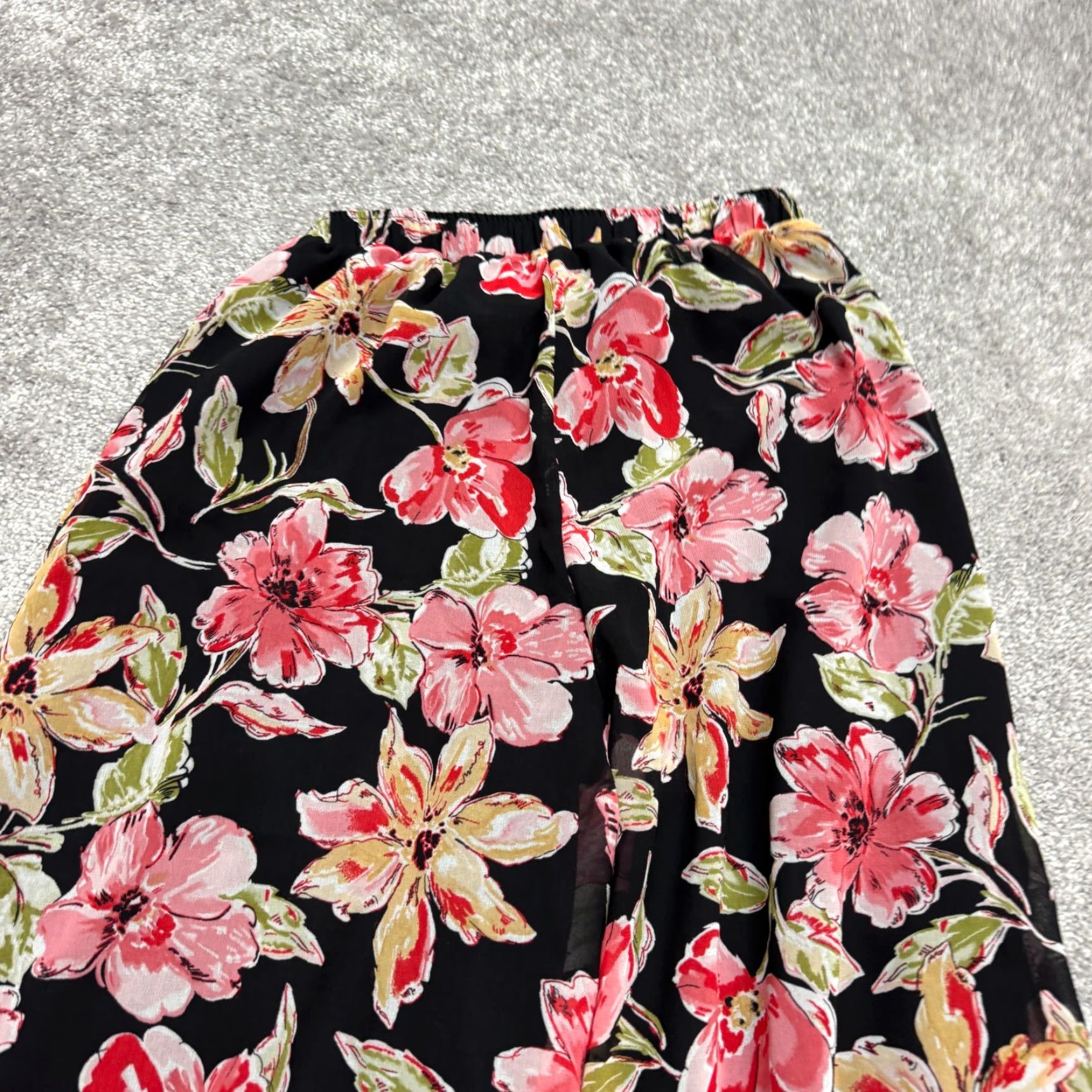 Lulus Lulus Pants Palazzo Wide-Leg Pull On Floral Black XS Womens Bohemian Beach Spring Summer Fall Size 26" / US 2 / IT 38 - 2 Thumbnail