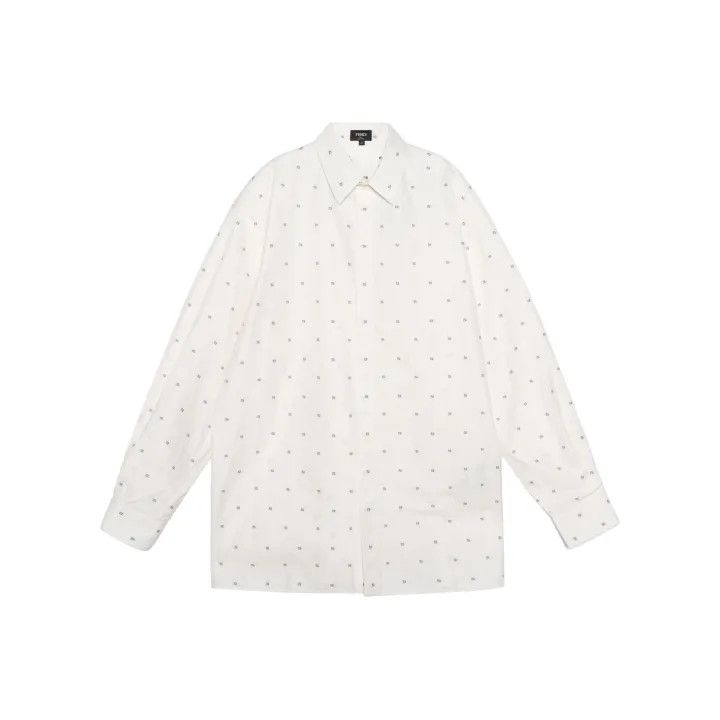 Fendi Fendi SS22 Embroidered Logo Long Sleeve Shirt 0079 Size US M / EU 48-50 / 2 - 1 Thumbnail