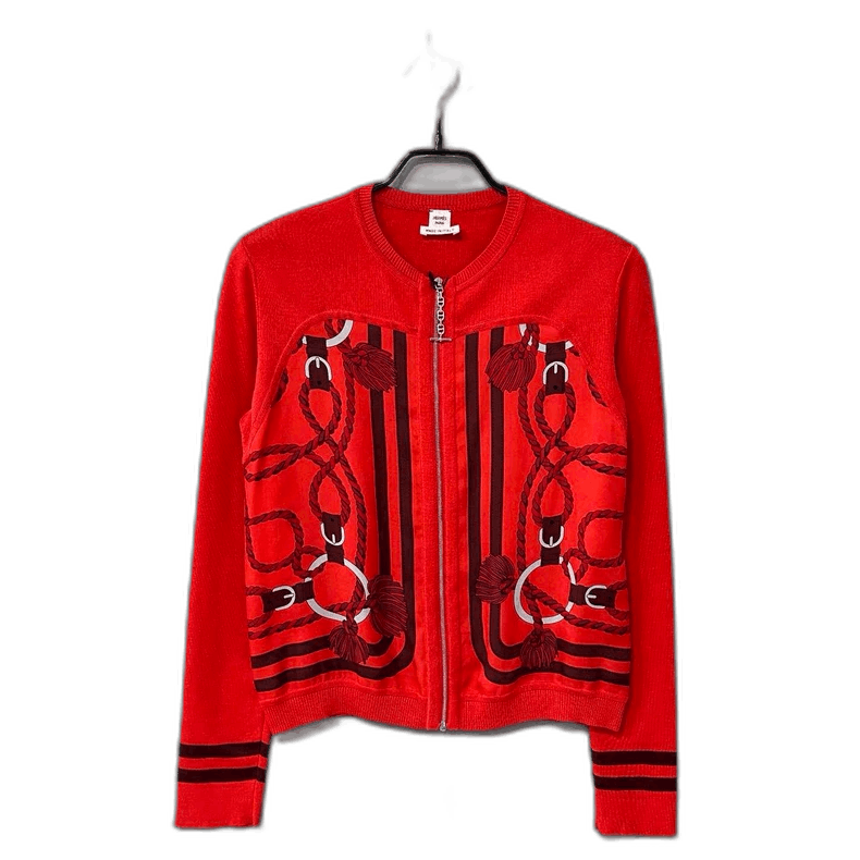 Hermes Red Silk Cashmere Cardigan by HERMES-2506 Size XS / US 0-2 / IT 36-38 - 1 Thumbnail
