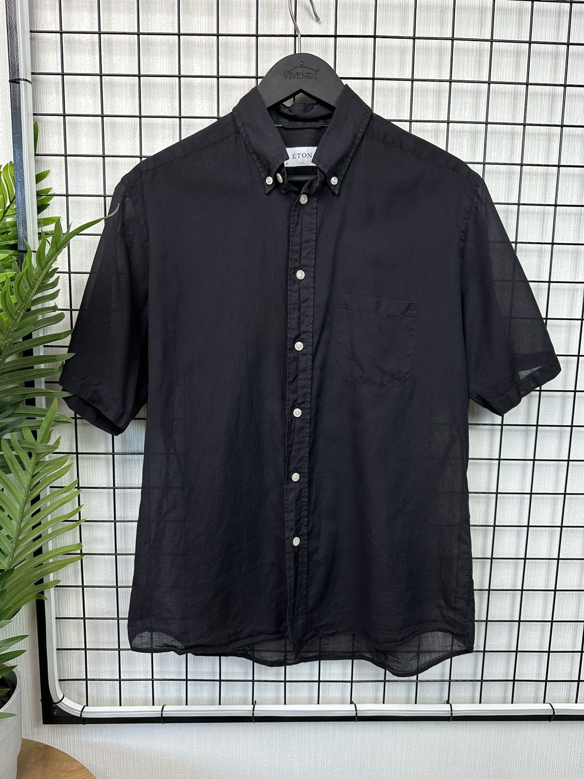 Eton Eton Ultra Light Button Up short Sleeve Shirt Men L black Size US L / EU 52-54 / 3 - 1 Thumbnail