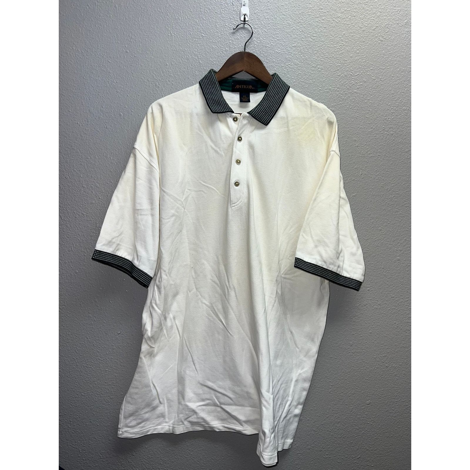 Antigua Vintage Antigua Polo Shirt White Green Checkered Sleeves 2X Size US XXL / EU 58 / 5 - 1 Thumbnail