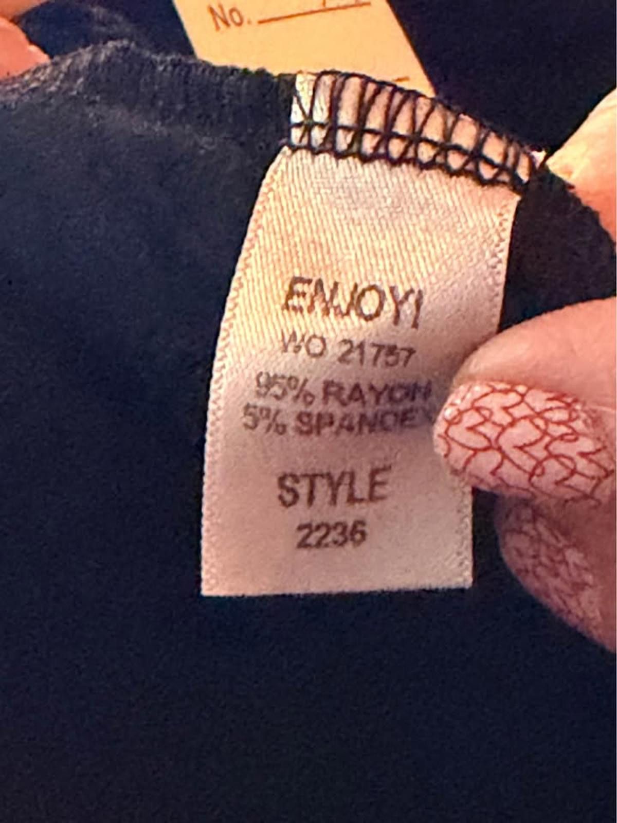 Other Black Rayon and Spandex Blend V-Neck Top with Embroidered Ap Size XL / US 12-14 / IT 48-50 - 2 Thumbnail