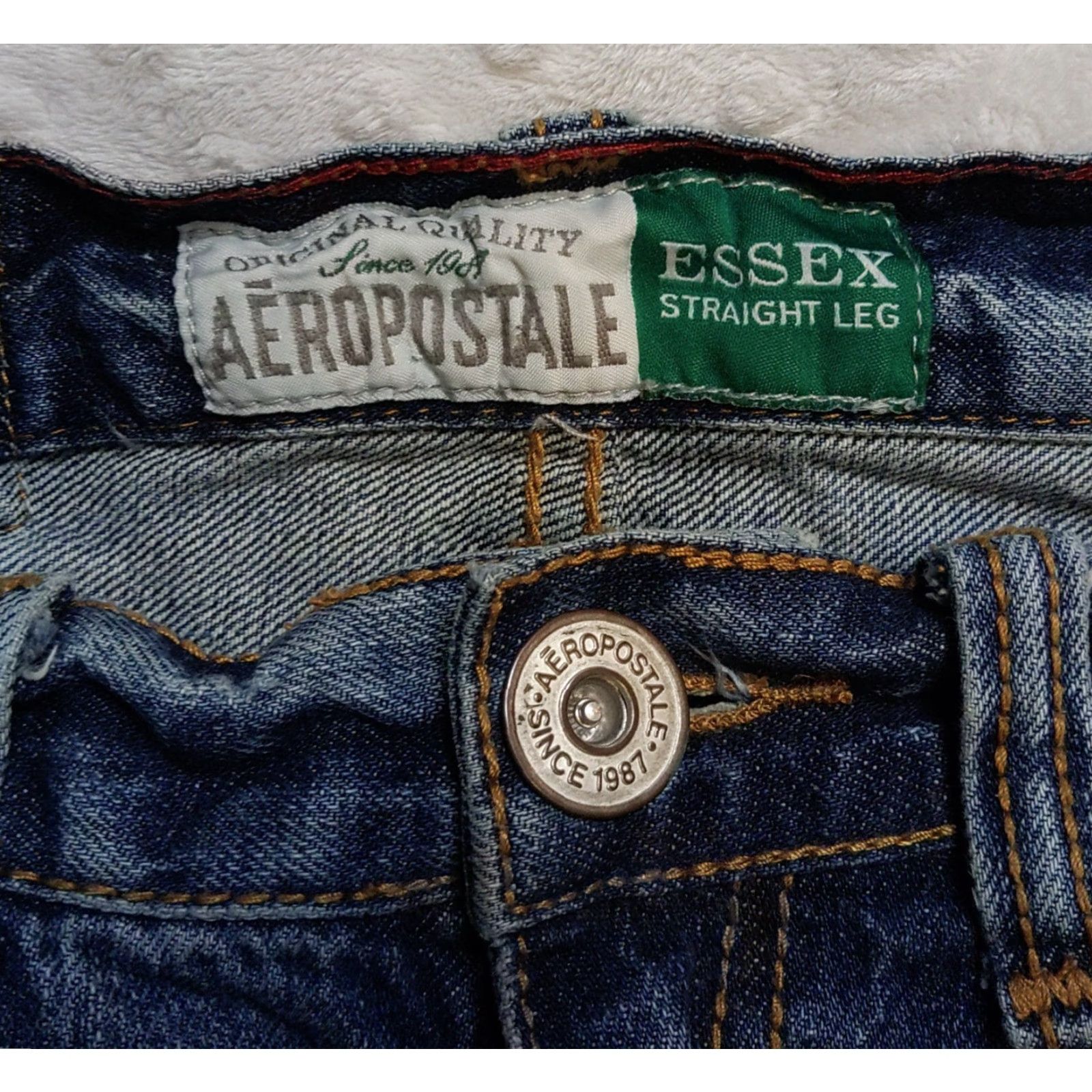 Aeropostale VINTAGE Aeropostale Essex Straight Leg Button Fly Distressed Jeans 29 x 30 Denim Blue 90s Mens Jeans Size US 29 - 4 Thumbnail