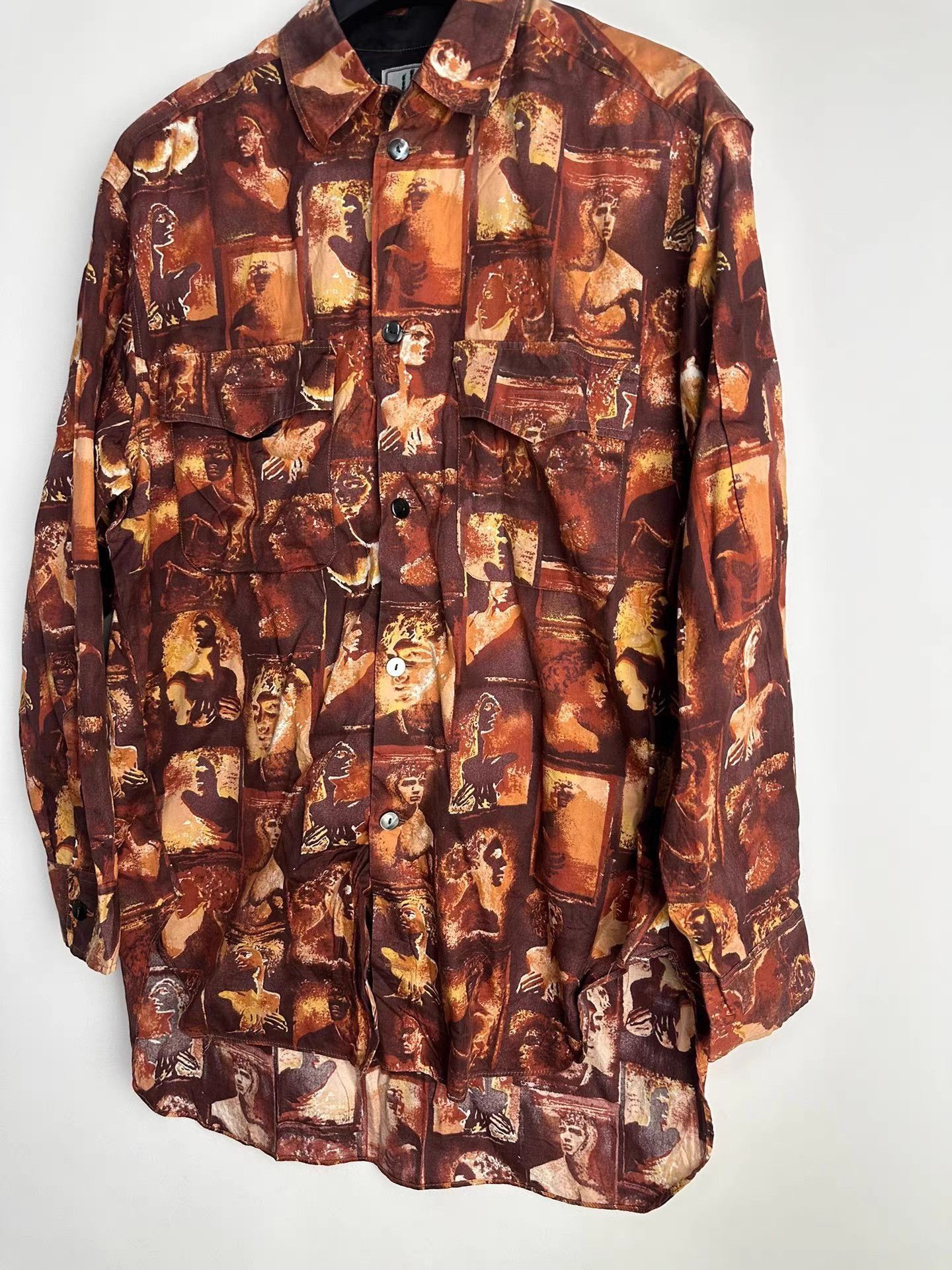 Jean Paul Gaultier Red Abstract Portrait Print Long Sleeve Button-Up Shirt Size US M / EU 48-50 / 2 - 2 Thumbnail
