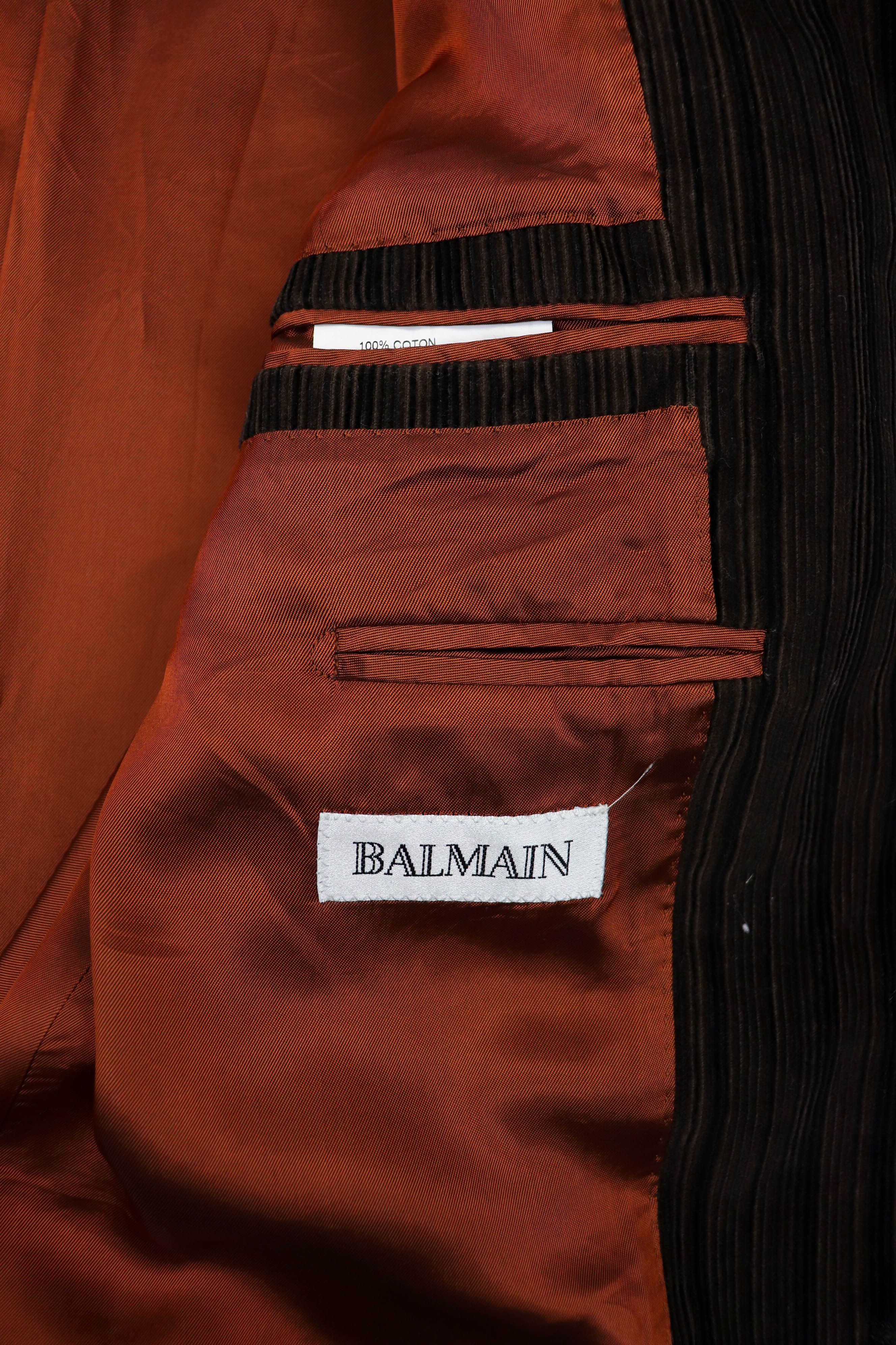 Balmain Balmain Vintage Striped Brown Corduroy Cotton Blazer Jacket Size US L / EU 52-54 / 3 - 10 Thumbnail
