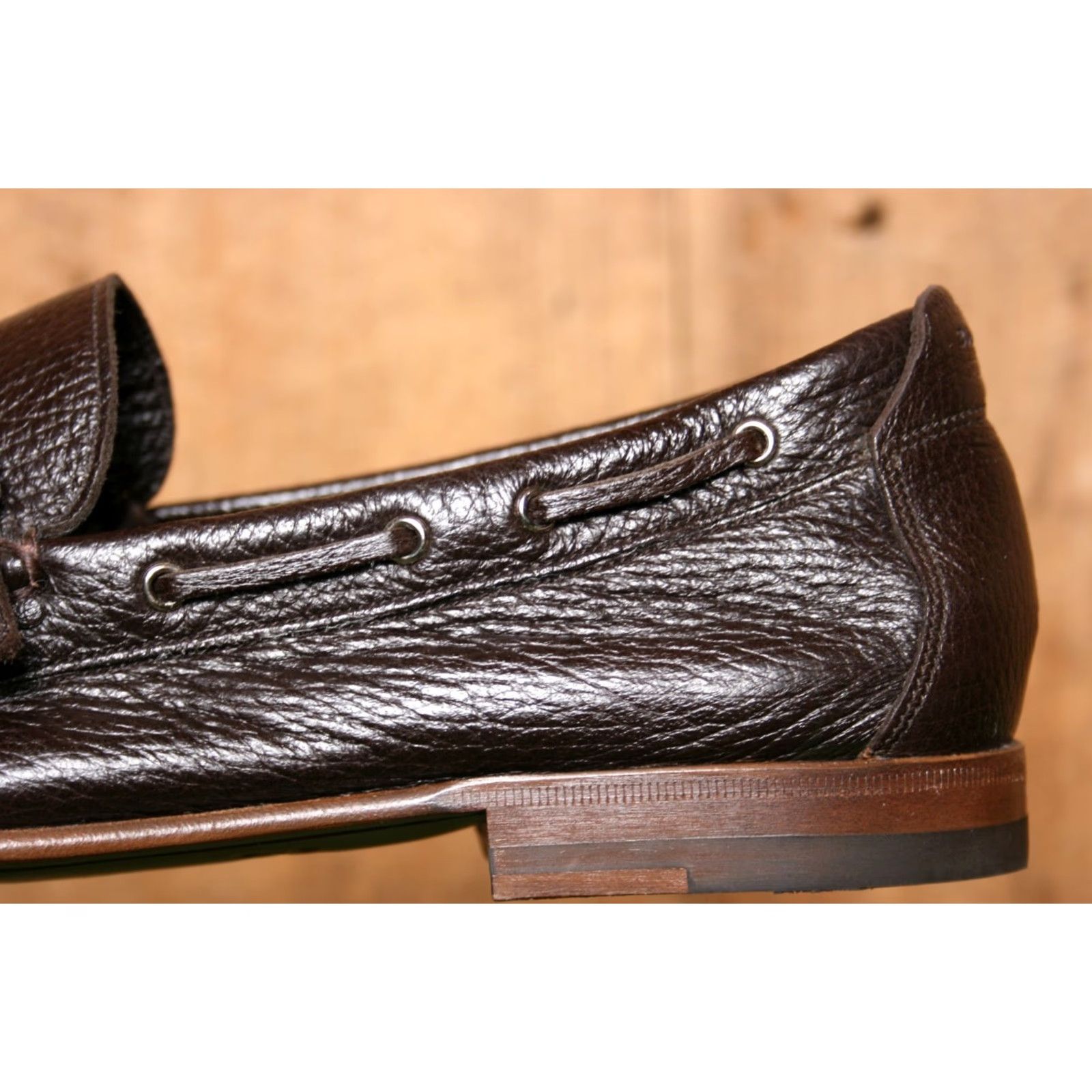 Bally BALLY Brown Pebbled Leather Buckle Strap Moc Toe Loafers UK 8.5 E US 9.5 D Slip On Mens Leather Loafer Size US 9 / EU 42 - 7 Thumbnail