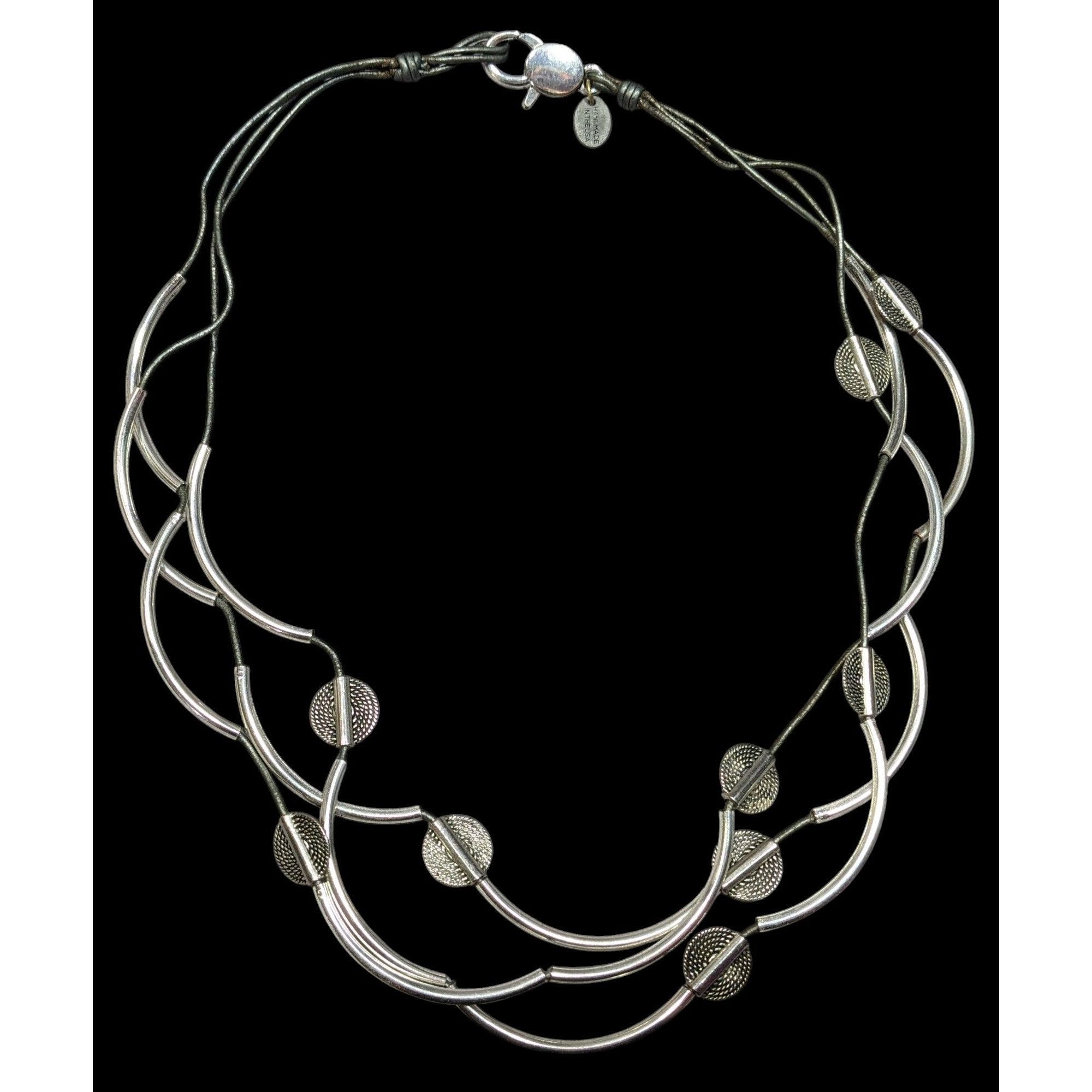 Other Lizzy James Abstract Disc And Curved Bar Silver Tone Metal A Size ONE SIZE - 1 Thumbnail