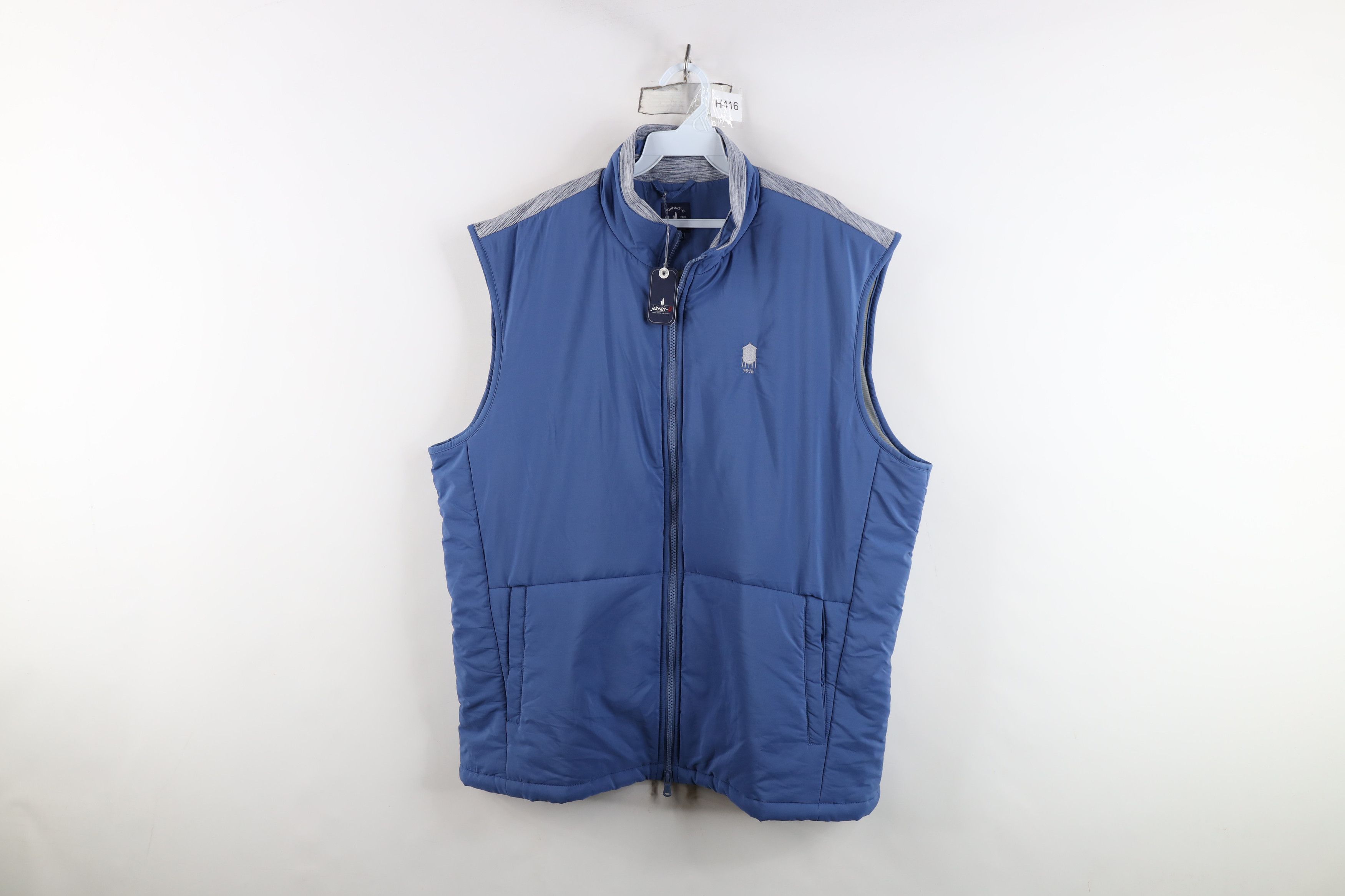 New Johnnie O Full Zip Golfing Puffer Vest Jacket Blue