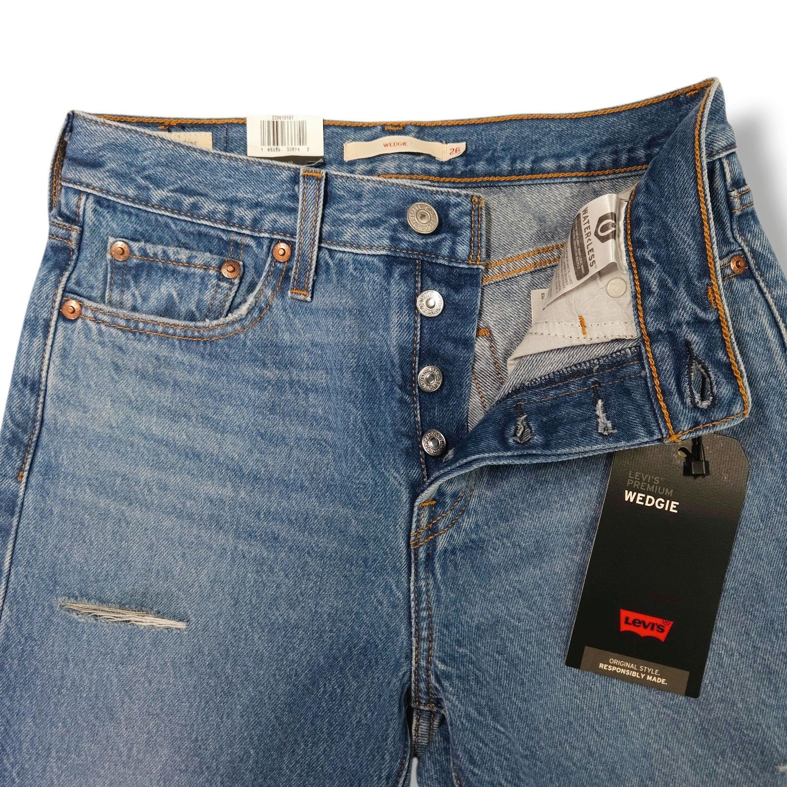 Levi's Levis Wedgie Straight Jeans High Rise Button Fly 26x27 Size 26" / US 2 / IT 38 - 6 Thumbnail