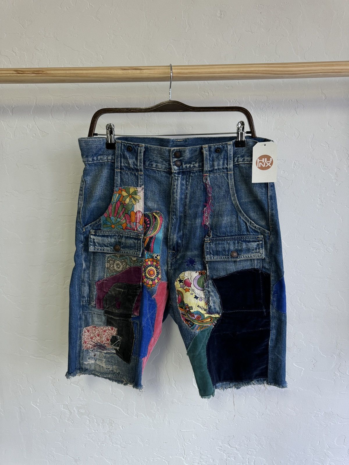 image of Kapital Psychedelic Shorts in Denim, Men's (Size 34)