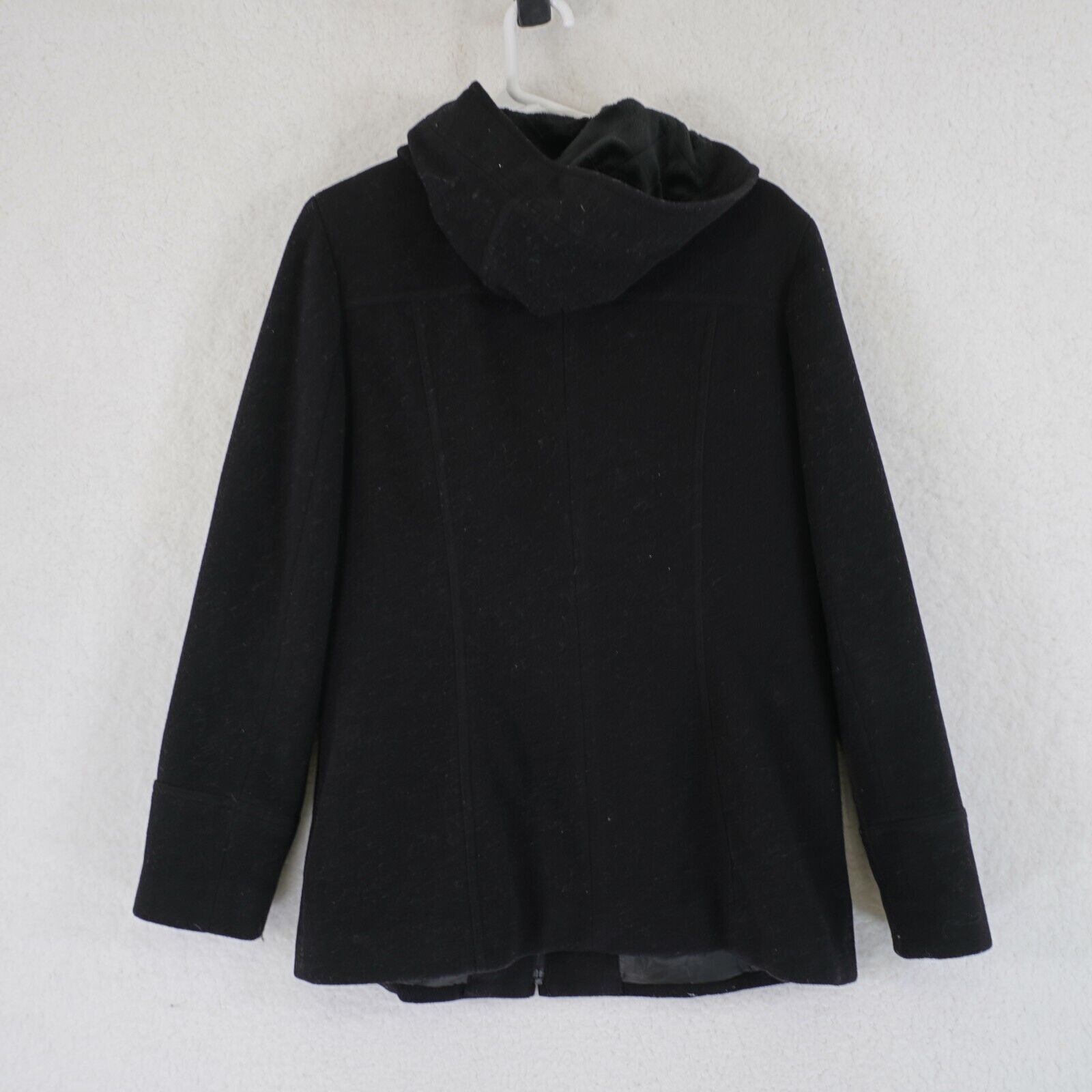 Croft & Barrow Croft & Barrow Medium Black Wool Hooded Lined Full Zip Coat Size M / US 6-8 / IT 42-44 - 5 Thumbnail