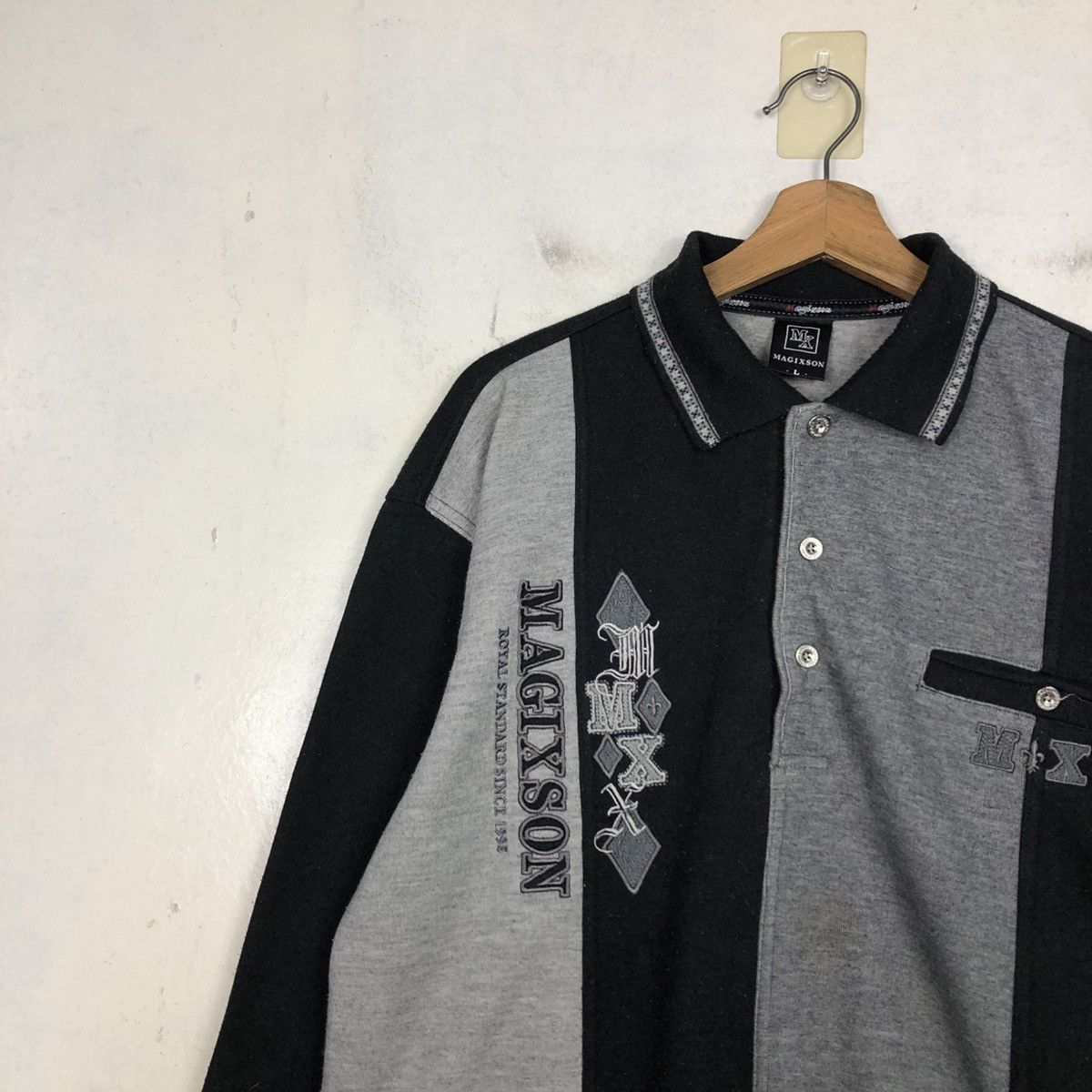 Japanese Brand 📌Vintage Collar Sweatshirt Magixson Big Logo Embroidery Size US L / EU 52-54 / 3 - 9 Thumbnail