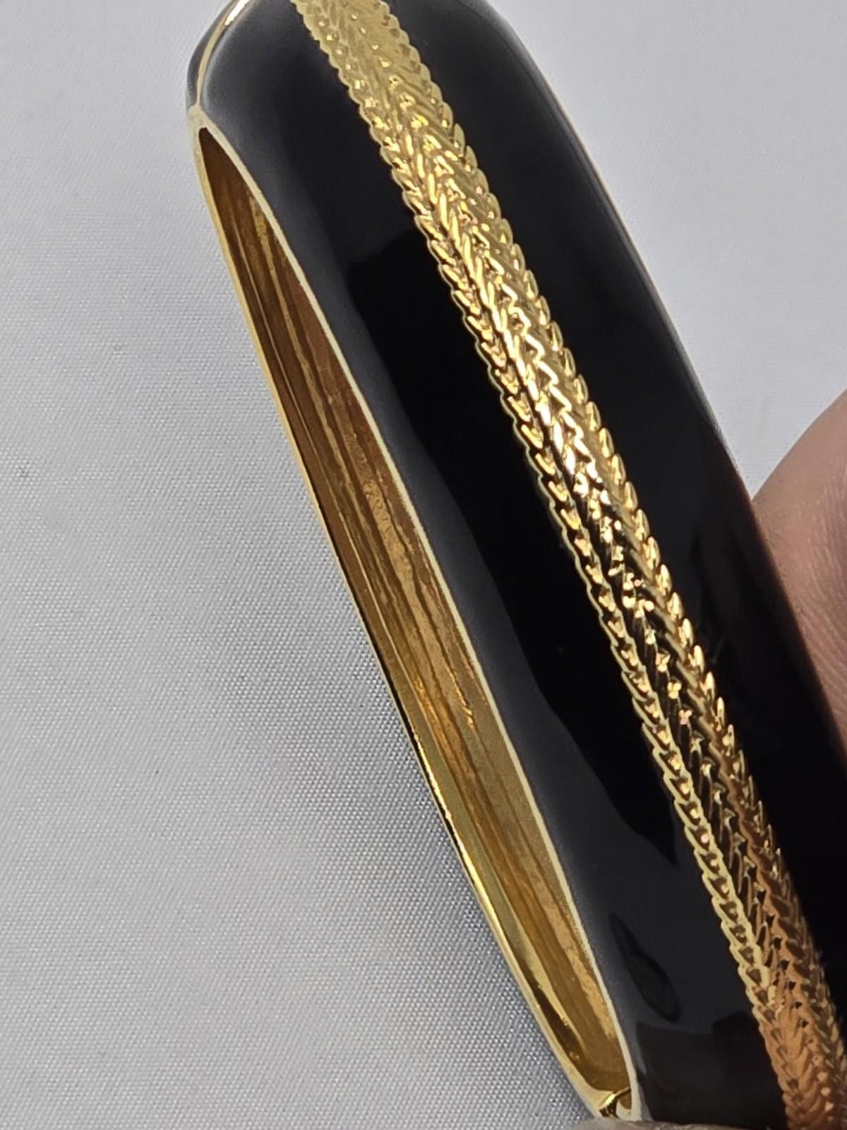 St. John Vintage St. John Black Enamel Gold Tone Herringbone Bangle Size ONE SIZE - 4 Thumbnail